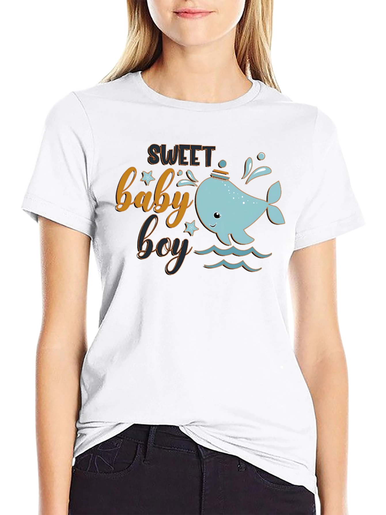 Sweet Baby Boy Whale Graphic T-Shirt