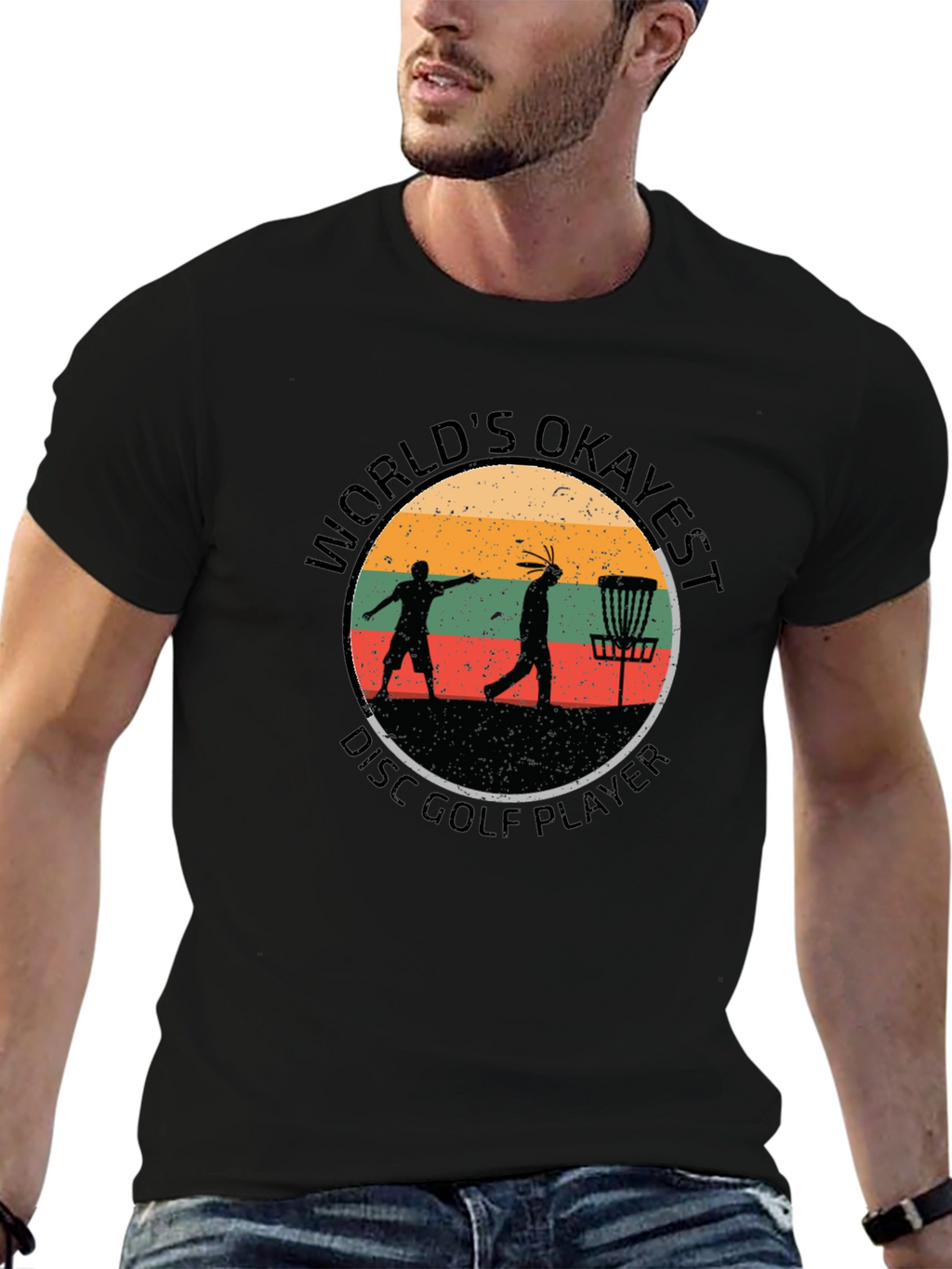 Worlds Okayest Disc Golf Player Black T-Shirt