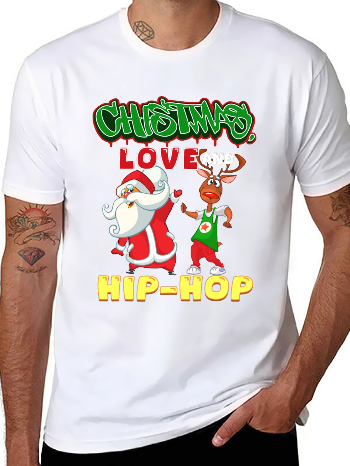 Christmas Hip-Hop T-Shirt - Santa & Reindeer