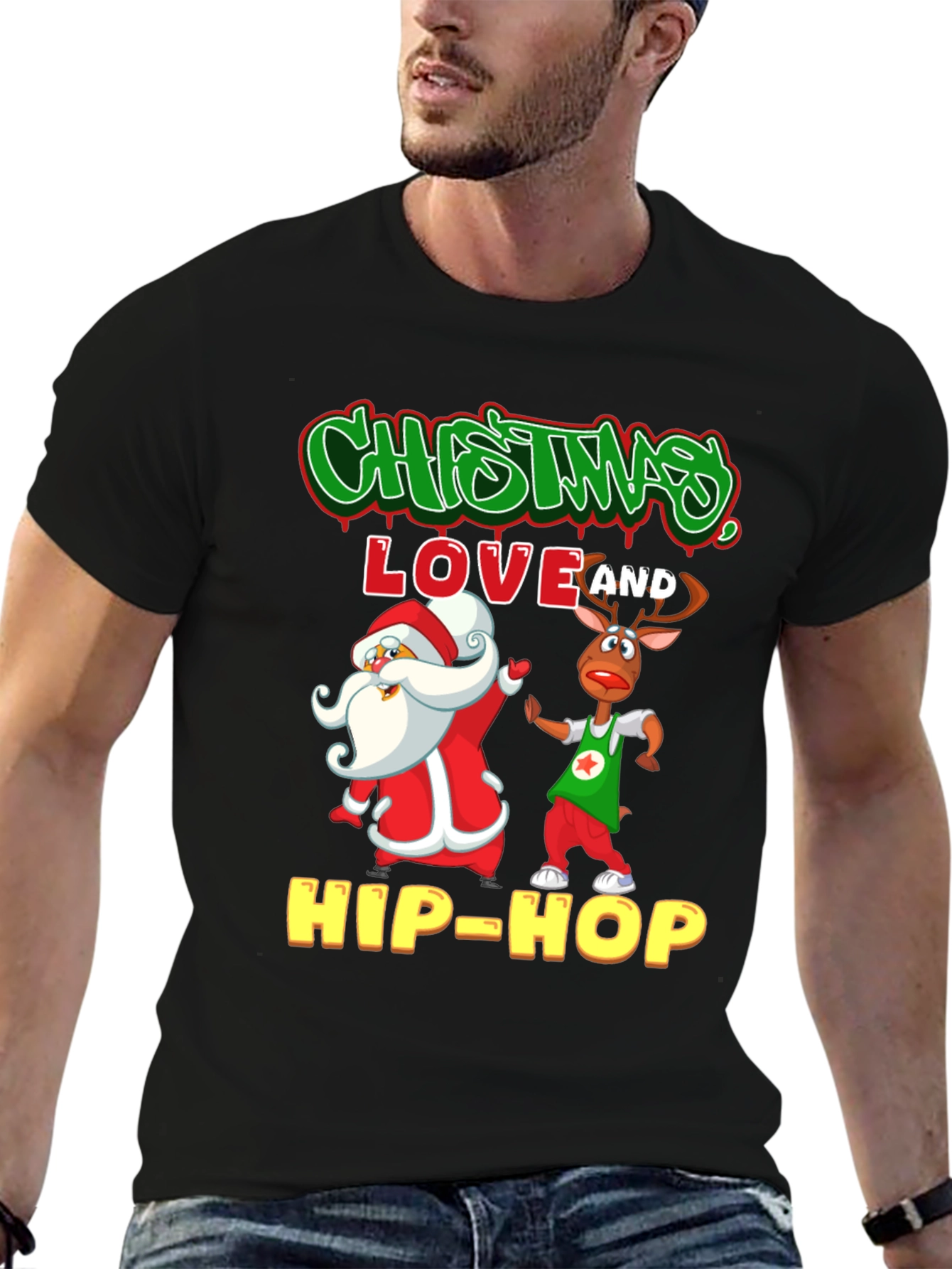 Christmas Hip-Hop T-Shirt - Santa & Reindeer