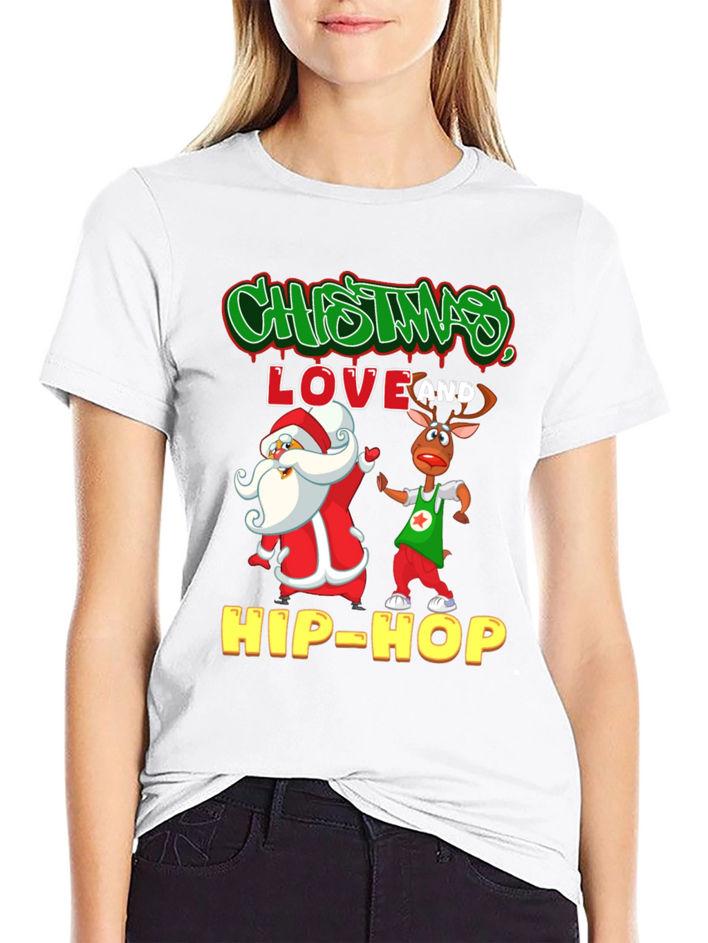 Christmas Hip-Hop T-Shirt - Santa & Reindeer