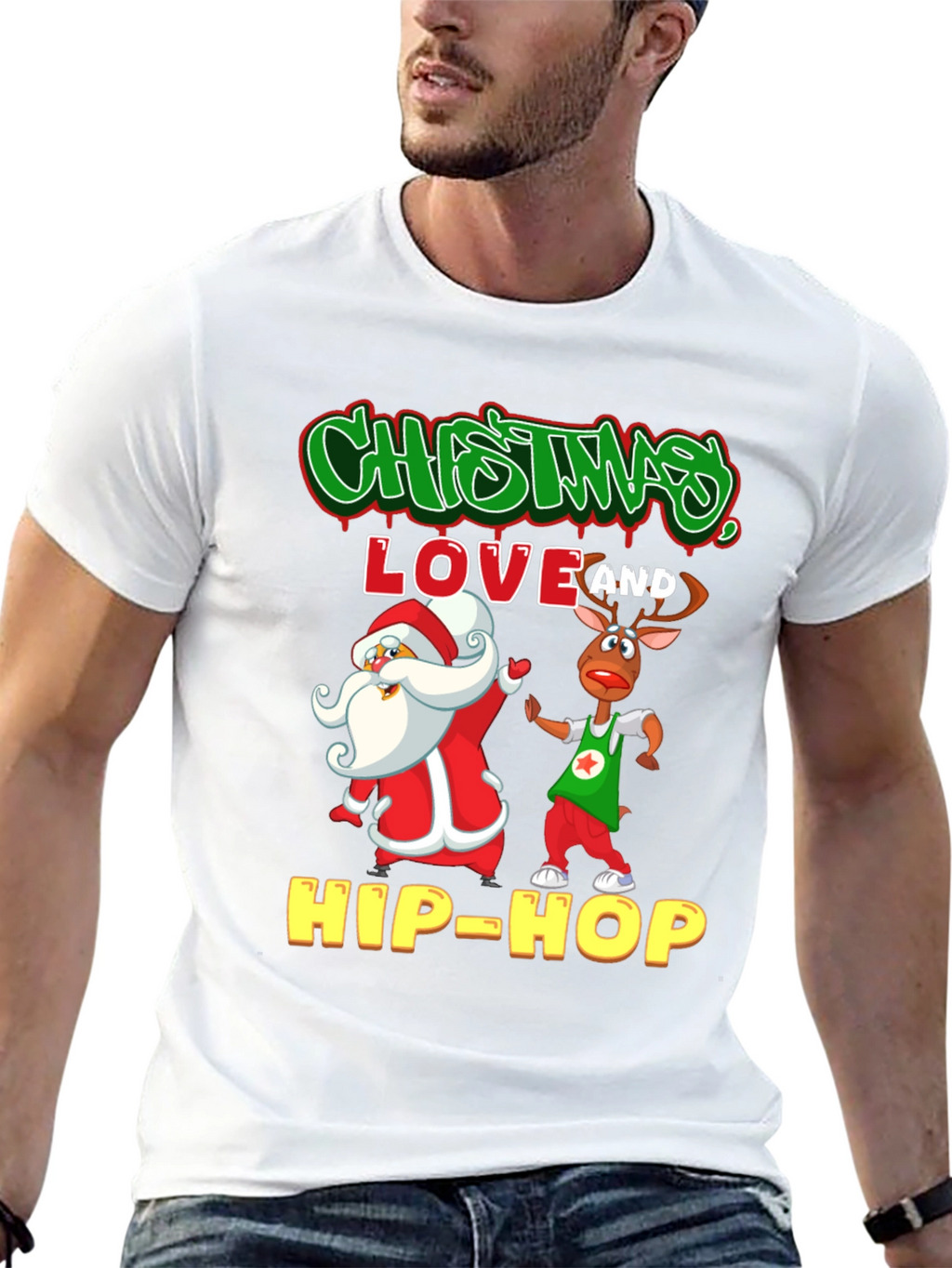 Christmas Hip-Hop T-Shirt - Santa & Reindeer
