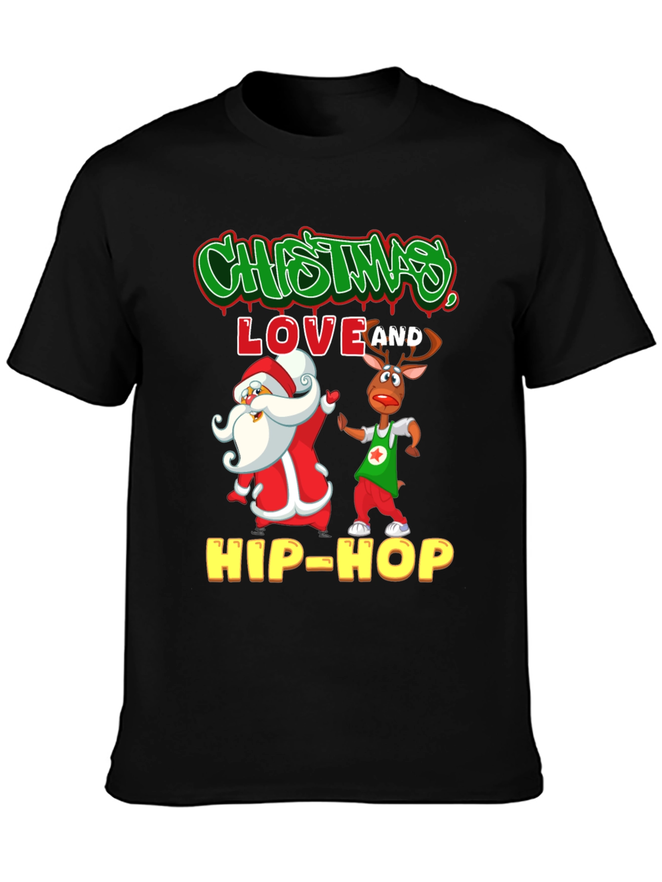 Christmas Hip-Hop T-Shirt - Santa & Reindeer