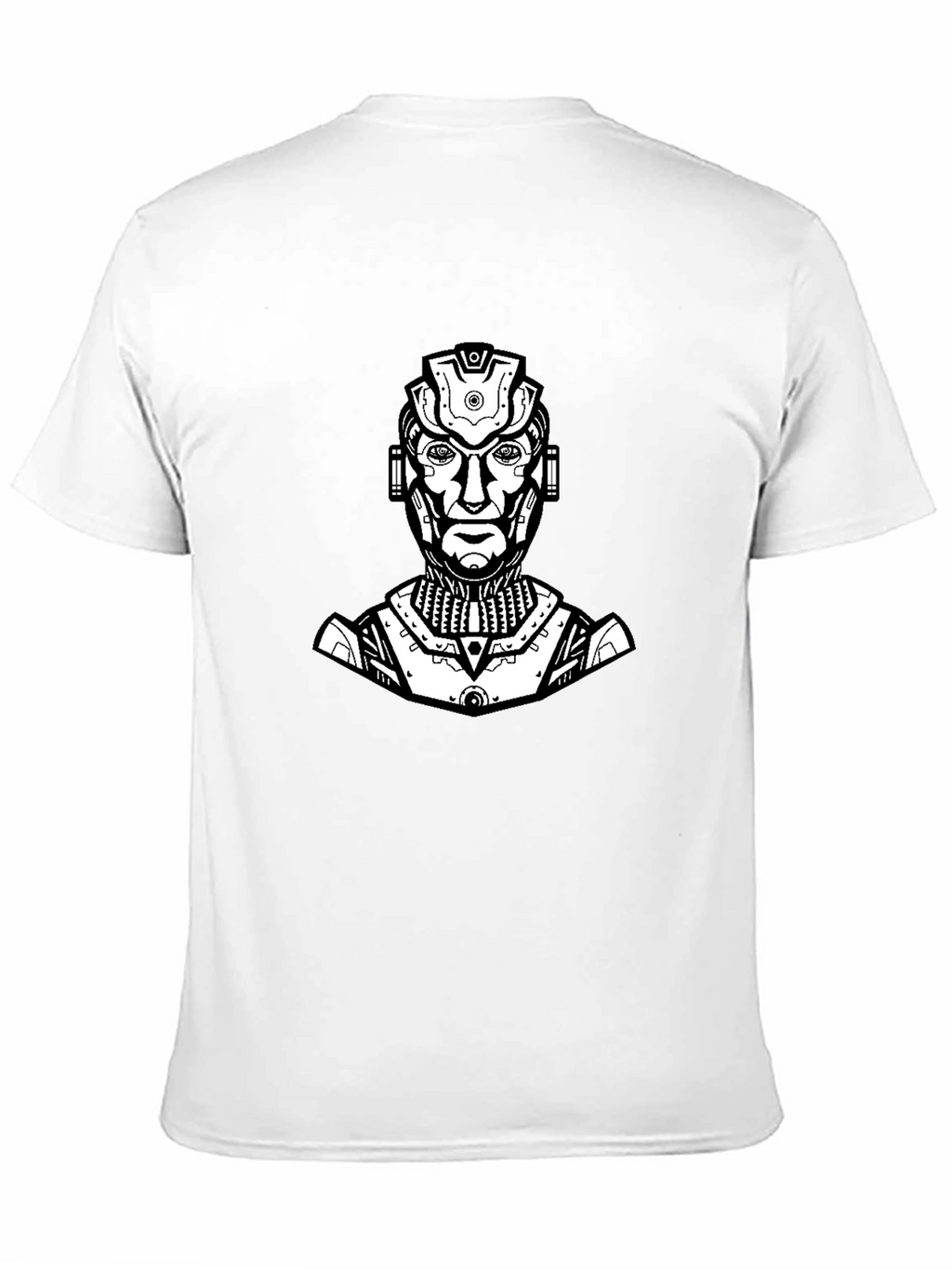 Sci-Fi Robot Graphic Tee - Black Cotton T-Shirt