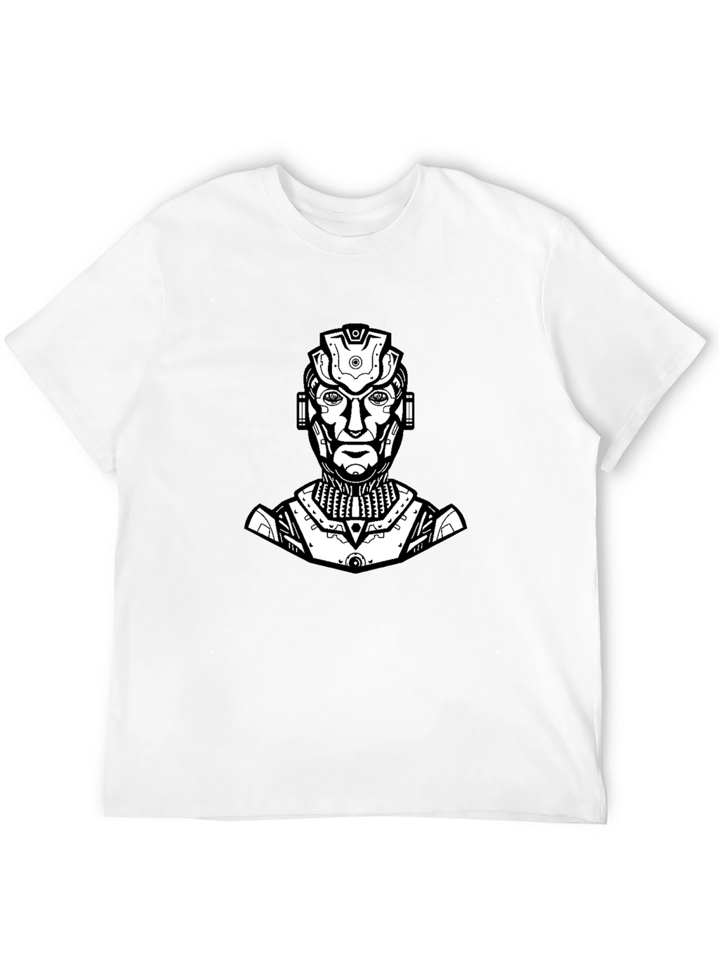 Sci-Fi Robot Graphic Tee - Black Cotton T-Shirt