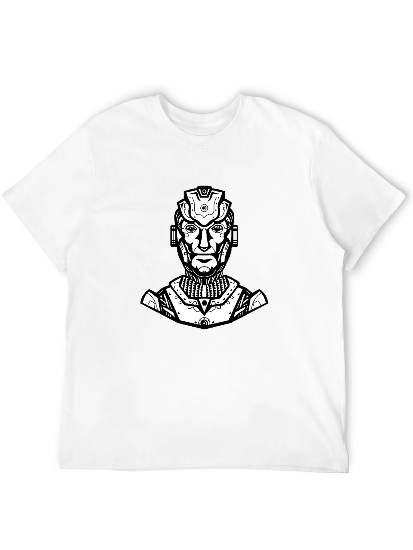 Sci-Fi Robot Graphic Tee - Black Cotton T-Shirt