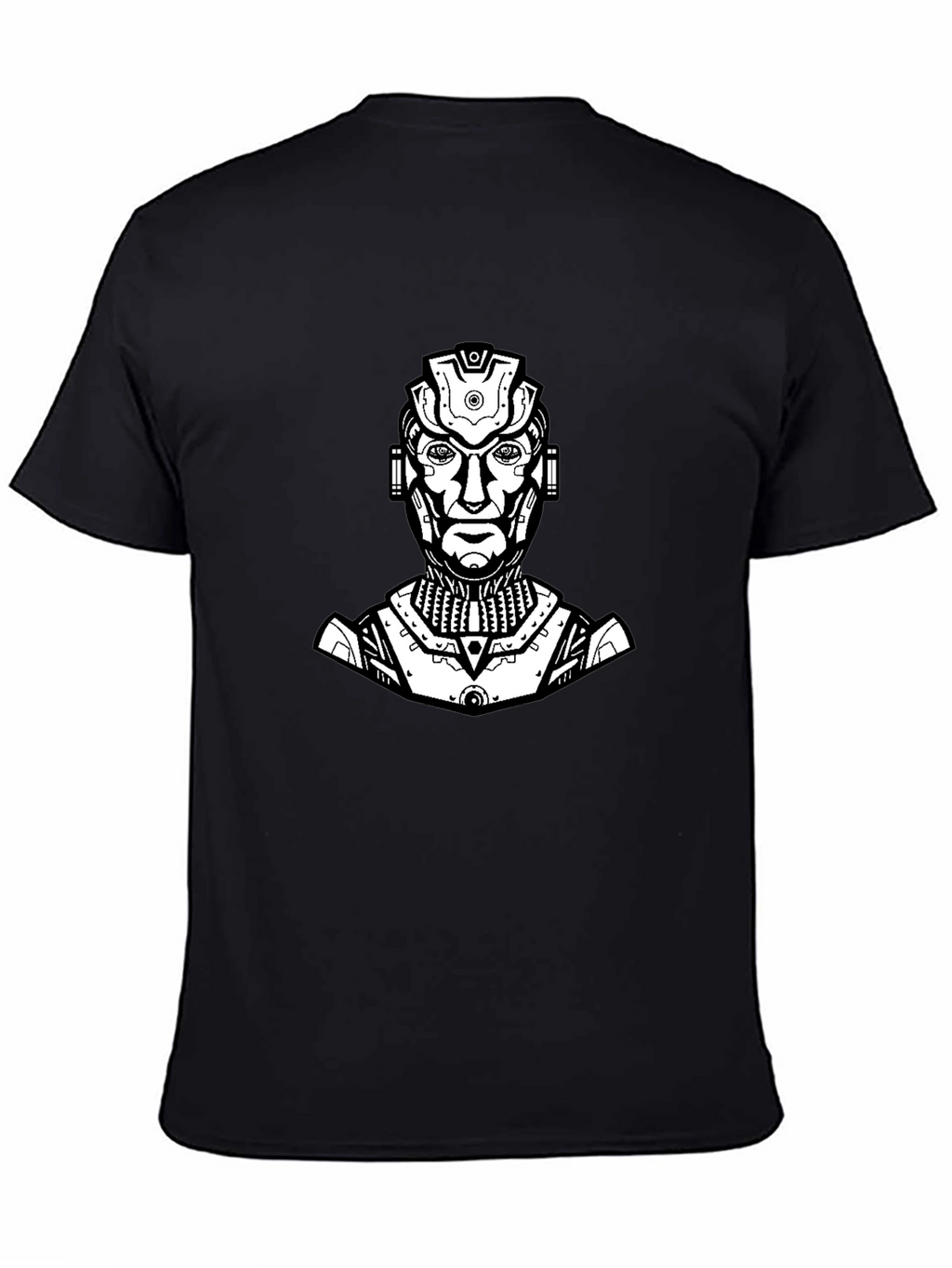 Sci-Fi Robot Graphic Tee - Black Cotton T-Shirt