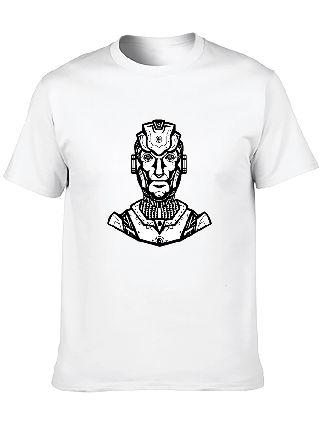 Sci-Fi Robot Graphic Tee - Black Cotton T-Shirt
