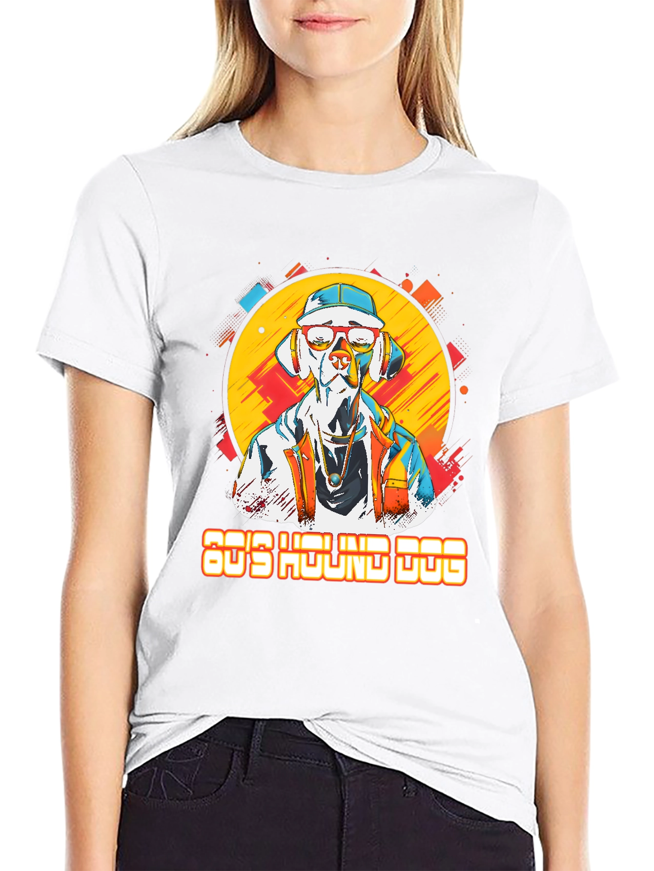 80s Hound Dog Graphic Tee - Retro Style
