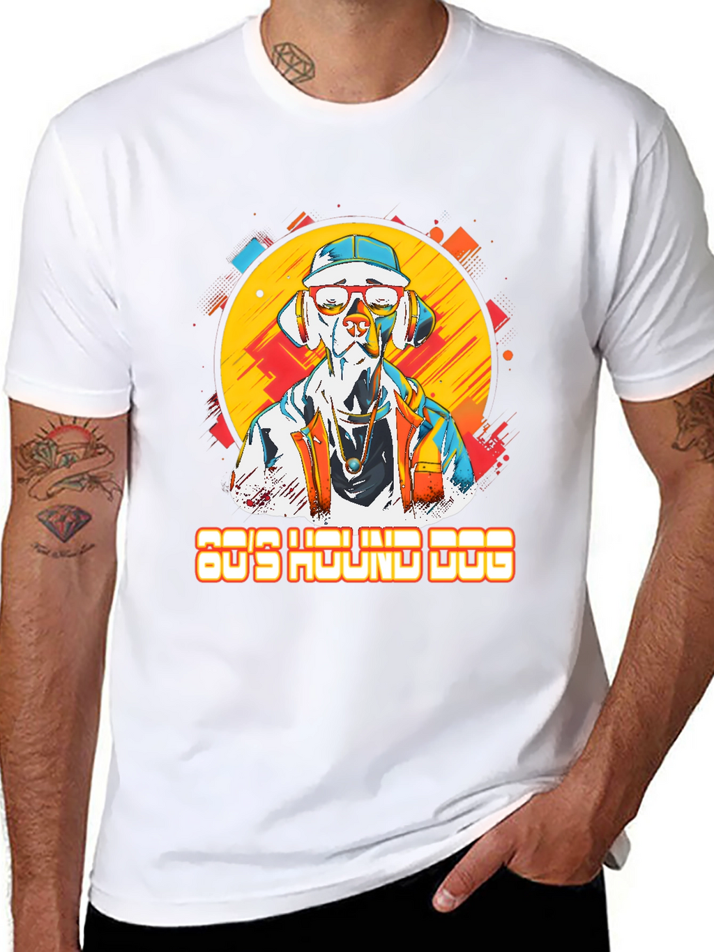 80s Hound Dog Graphic Tee - Retro Style