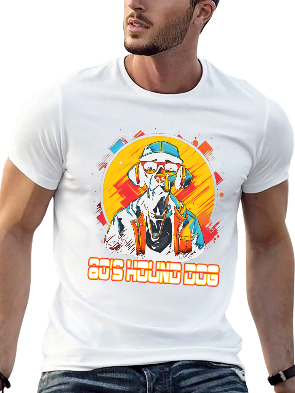 80s Hound Dog Graphic Tee - Retro Style