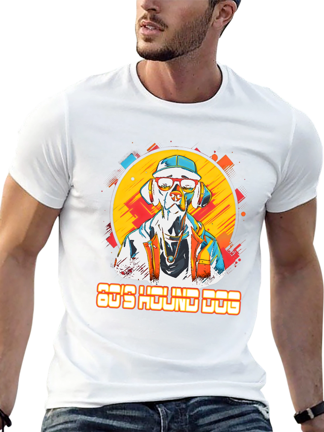 80s Hound Dog Graphic Tee - Retro Style