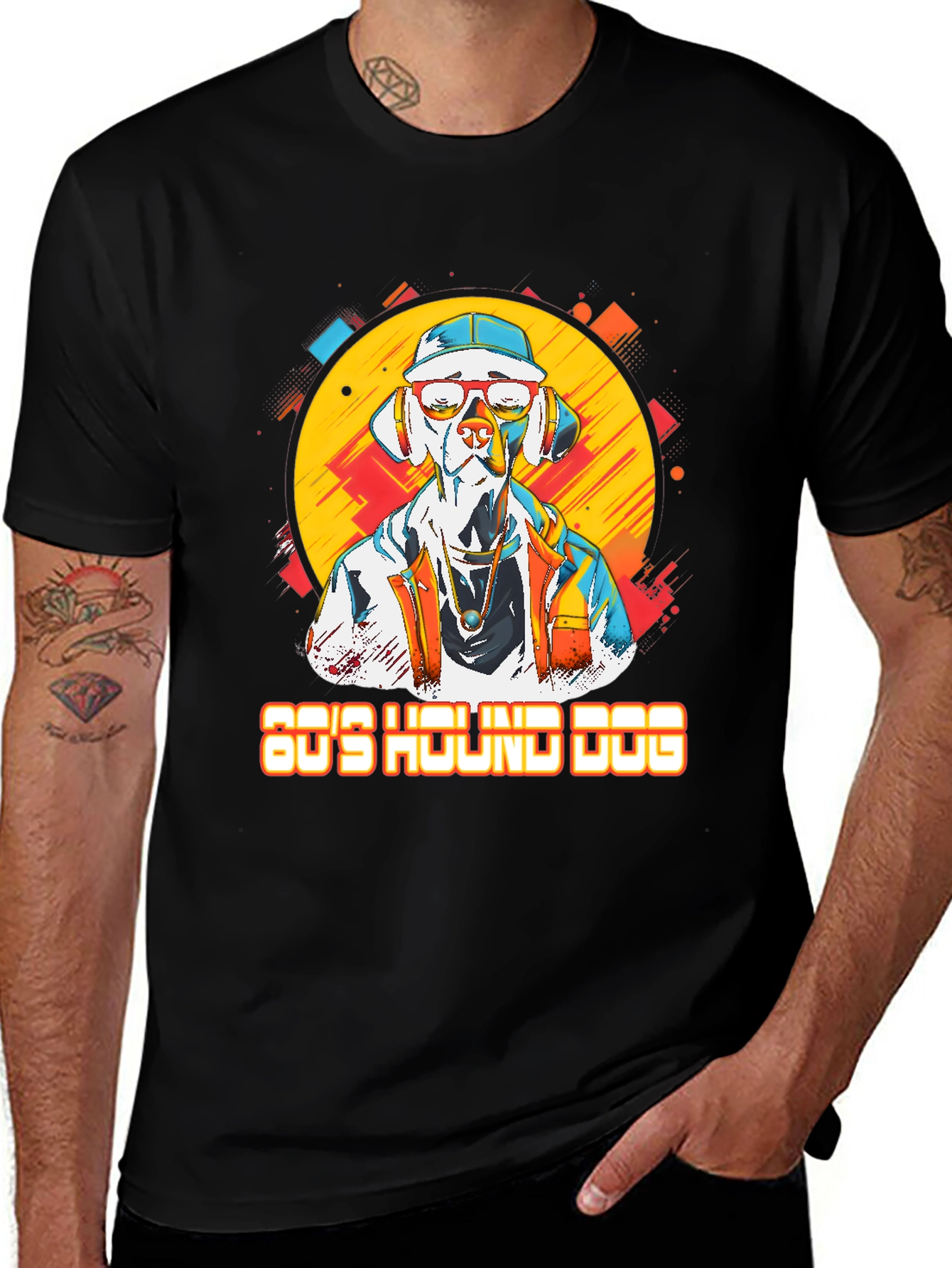 80s Hound Dog Graphic Tee - Retro Style