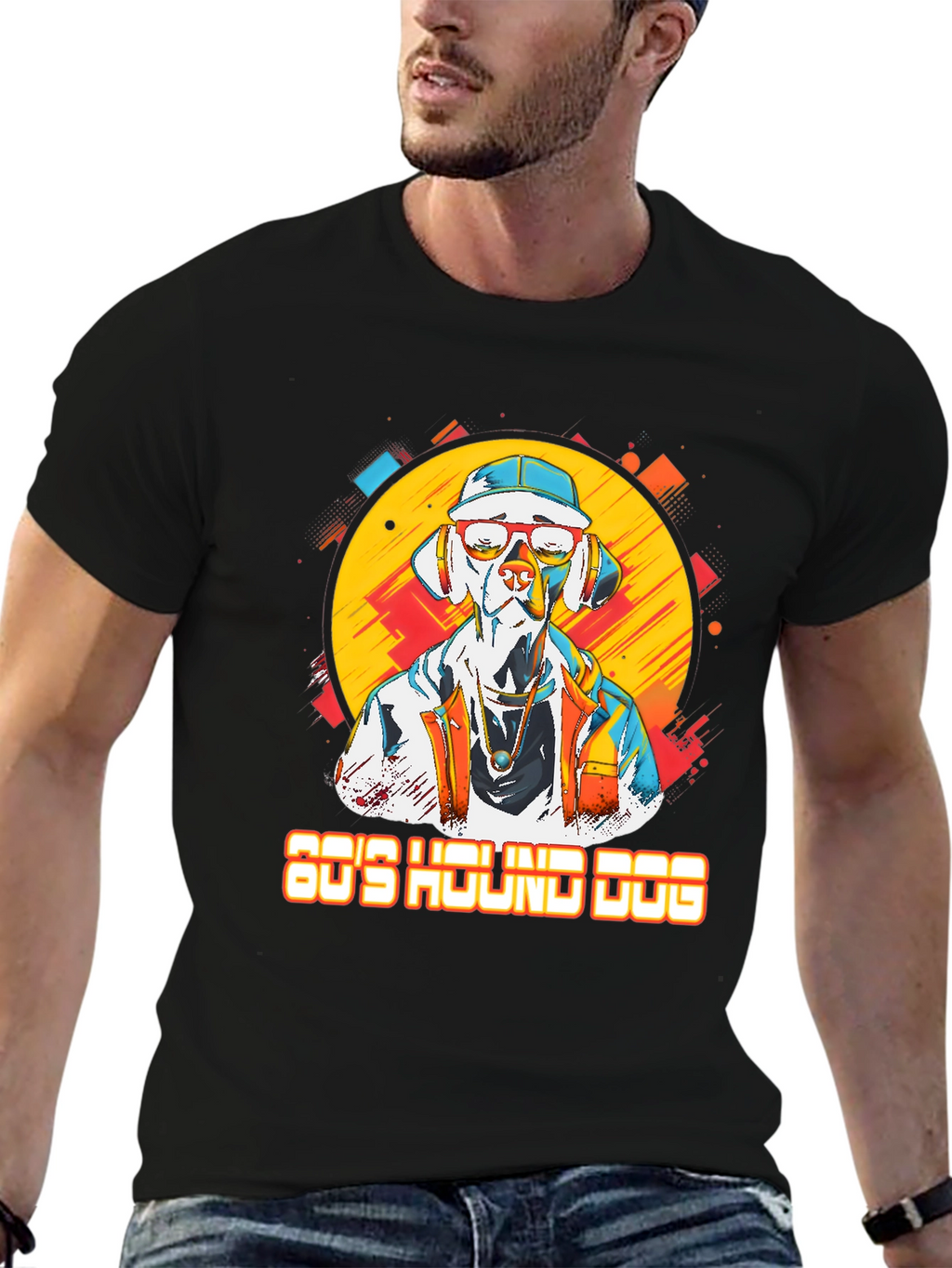 80s Hound Dog Graphic Tee - Retro Style
