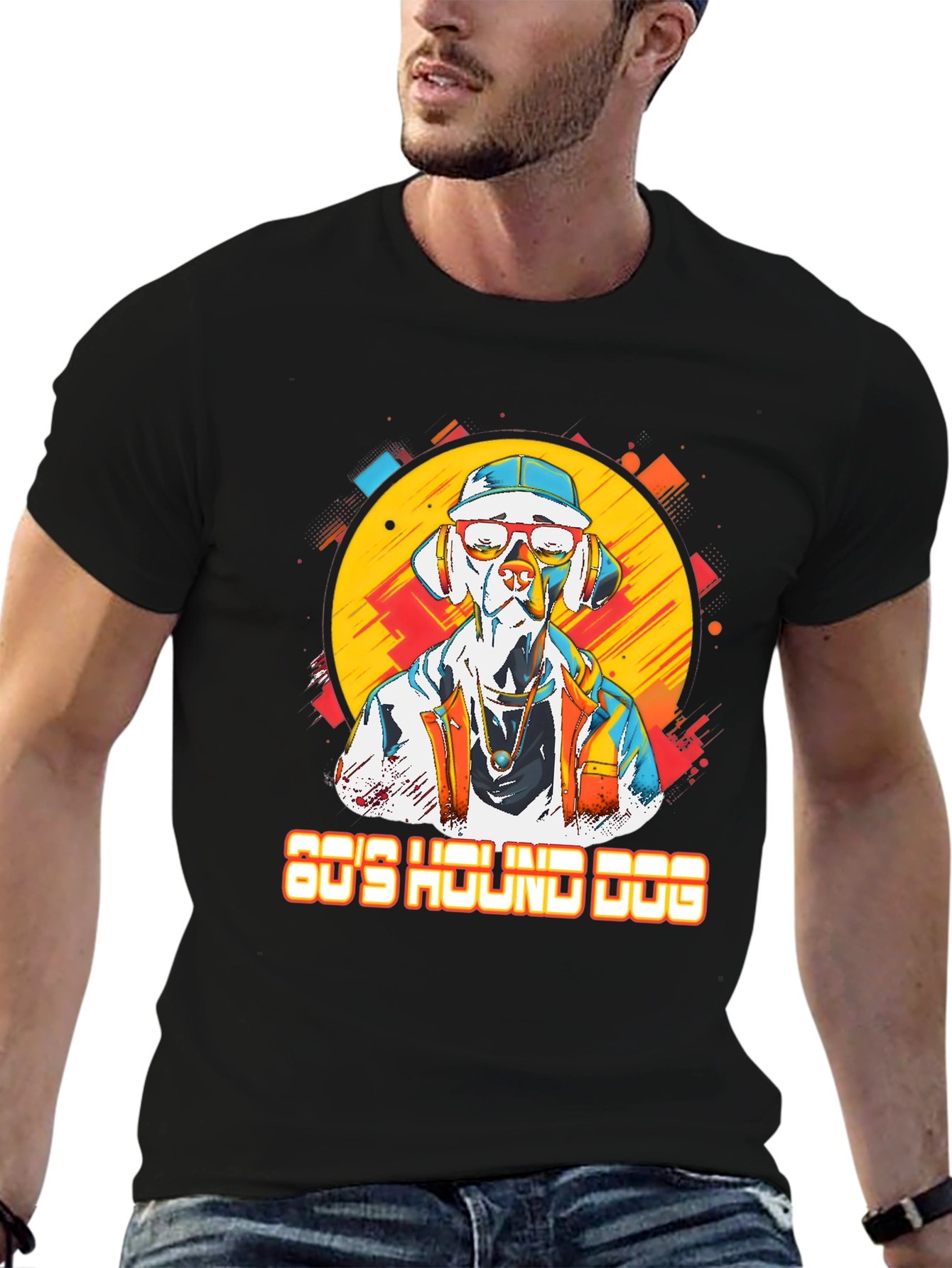80s Hound Dog Graphic Tee - Retro Style