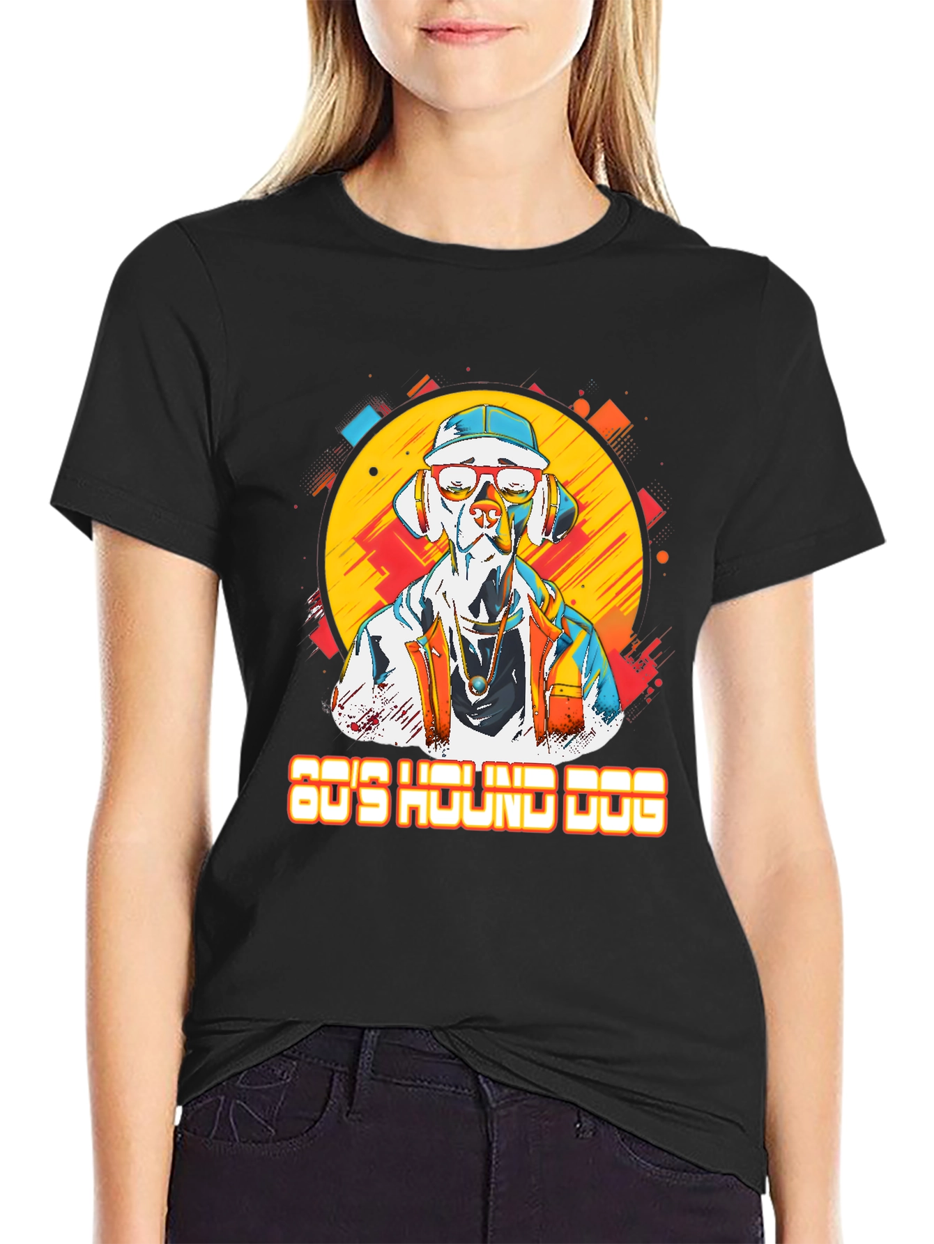 80s Hound Dog Graphic Tee - Retro Style