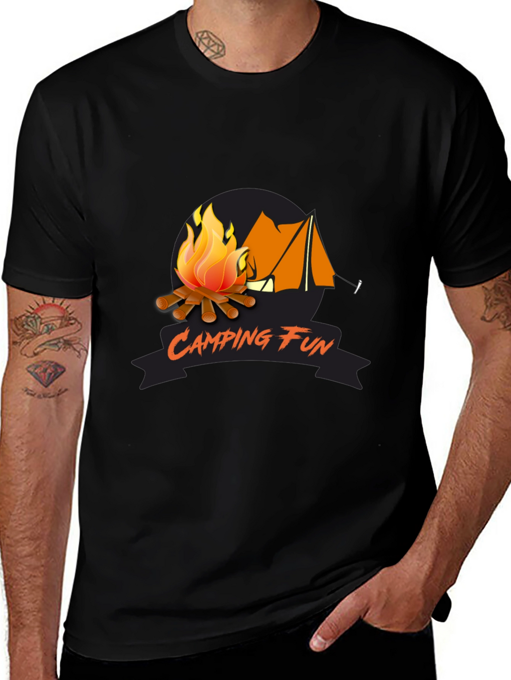 Camping Fun Graphic Tee - Black