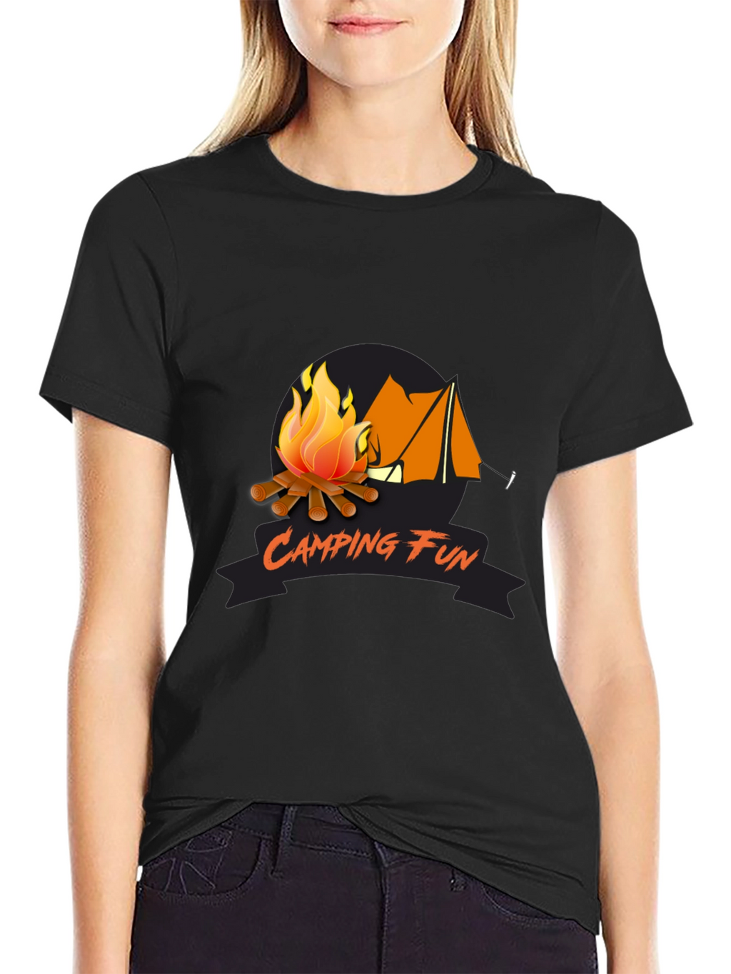 Camping Fun Graphic Tee - Black