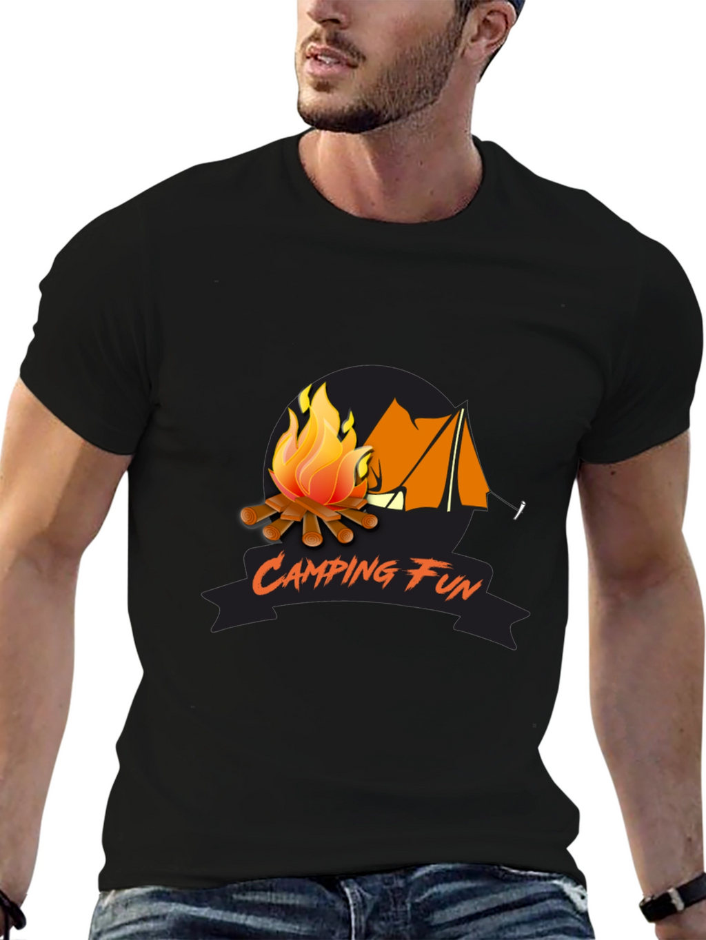 Camping Fun Graphic Tee - Black
