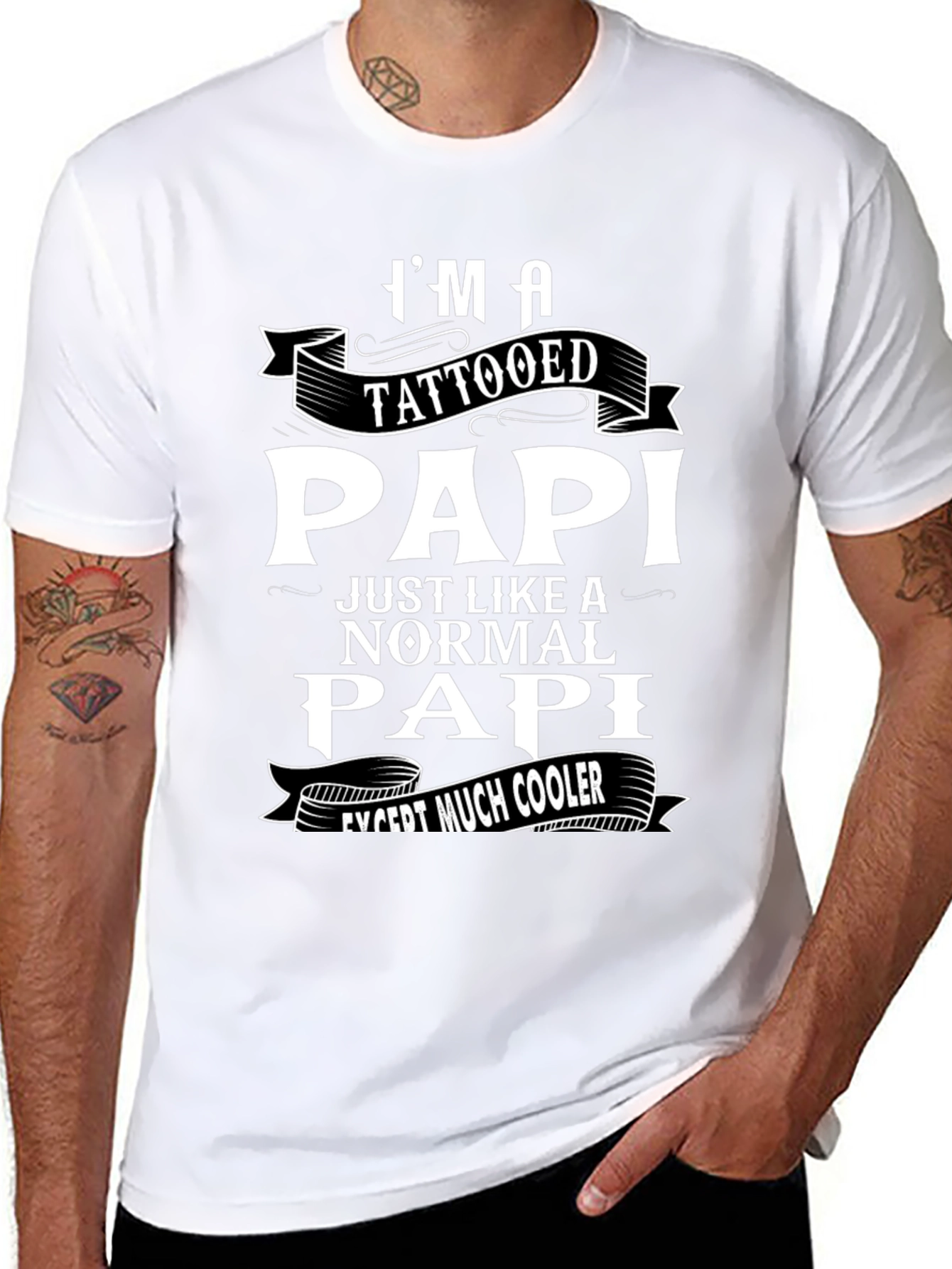 Tattooed Papi Graphic T-Shirt - Cool Fathers Day Gift