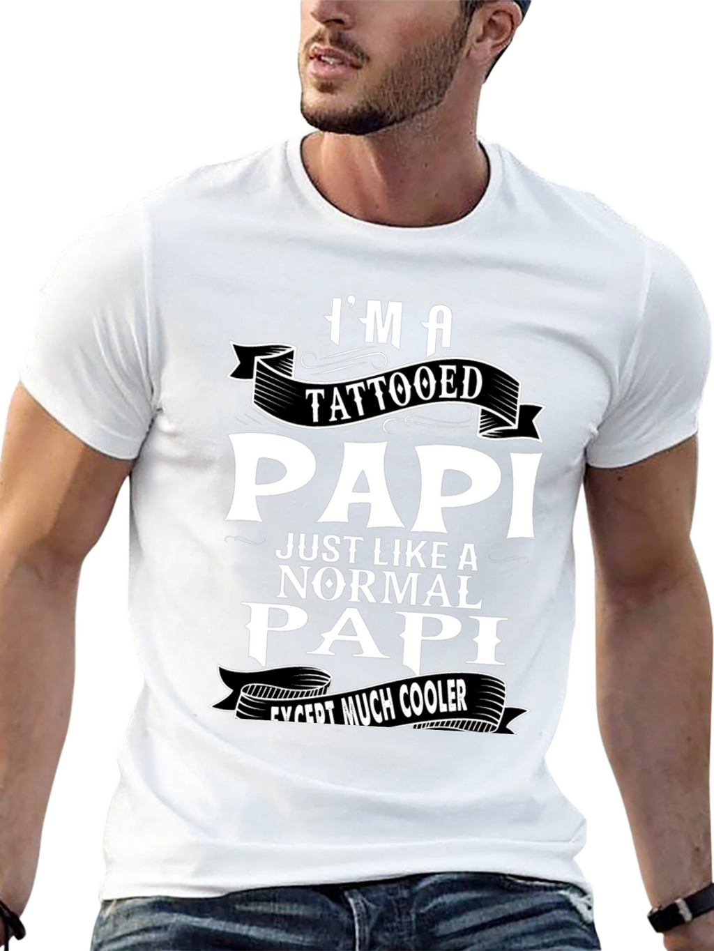Tattooed Papi Graphic T-Shirt - Cool Fathers Day Gift