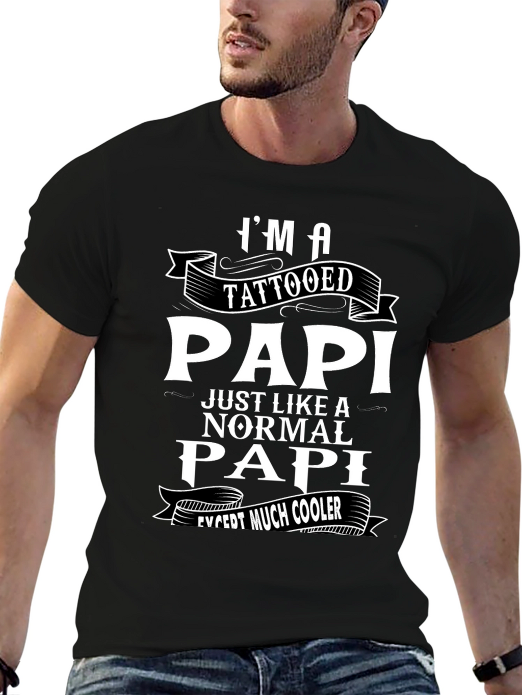Tattooed Papi Graphic T-Shirt - Cool Fathers Day Gift