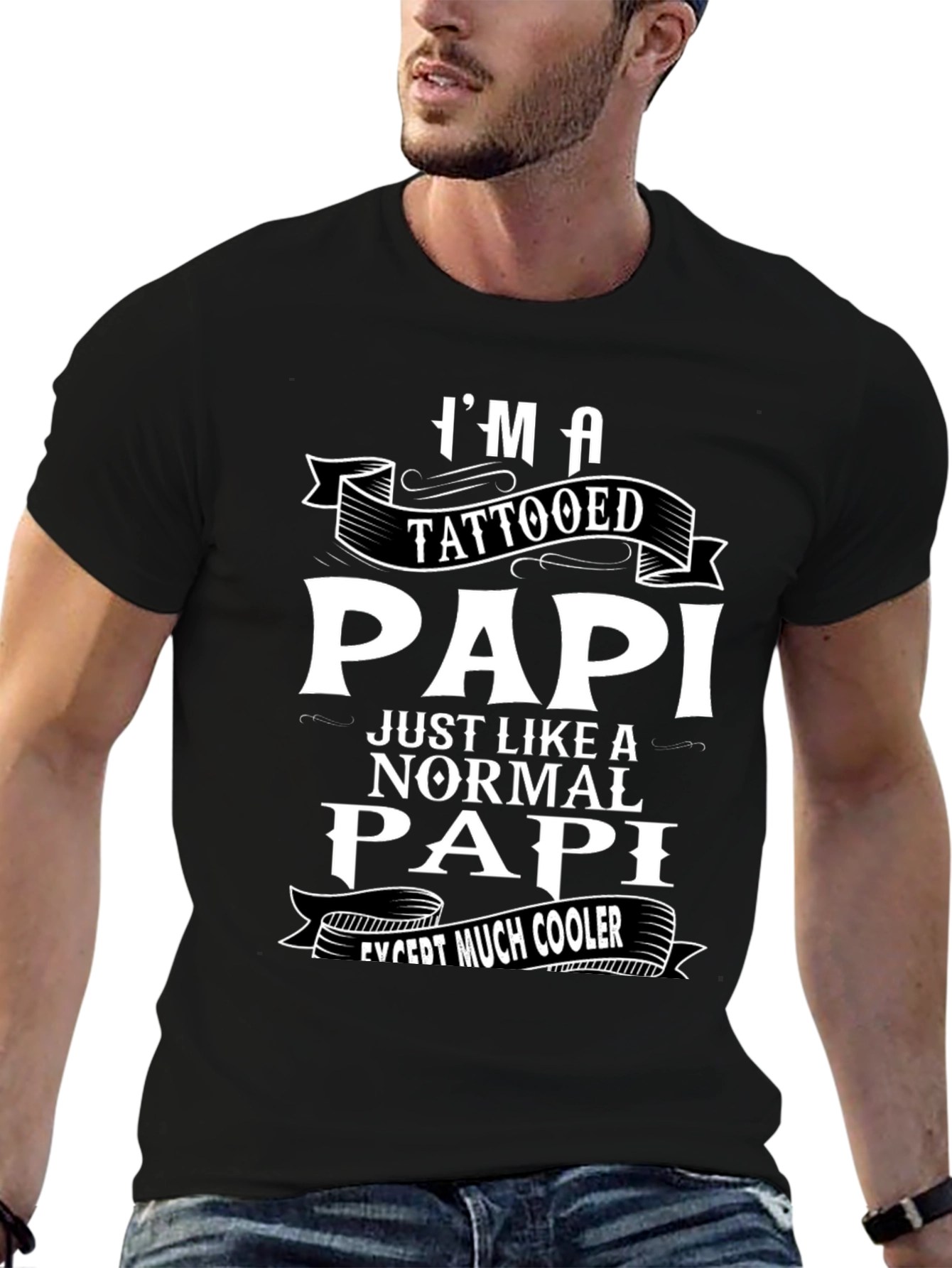 Tattooed Papi Graphic T-Shirt - Cool Fathers Day Gift