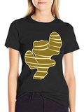 Ginger Root Graphic Print Black T-Shirt