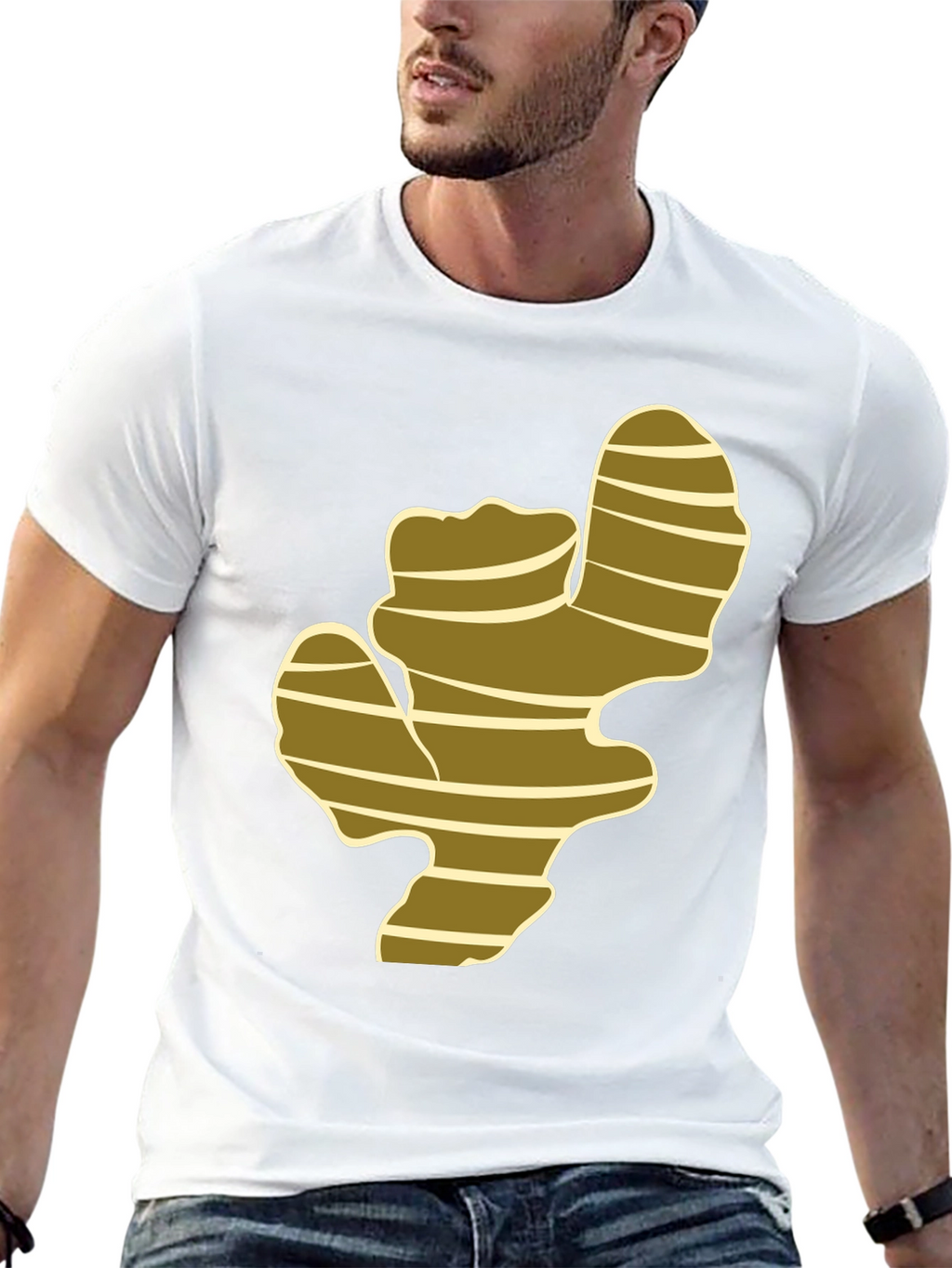 Ginger Root Graphic Print Black T-Shirt