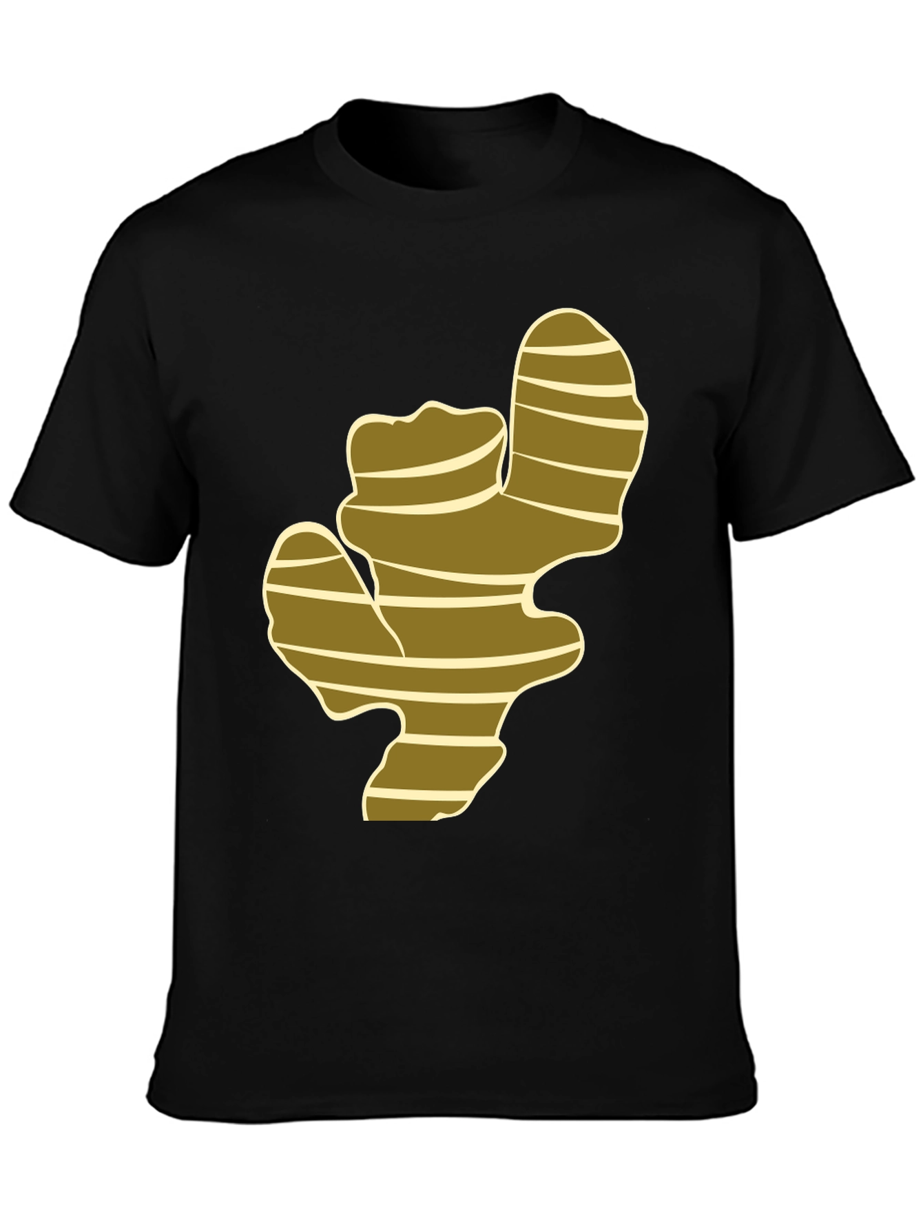 Ginger Root Graphic Print Black T-Shirt