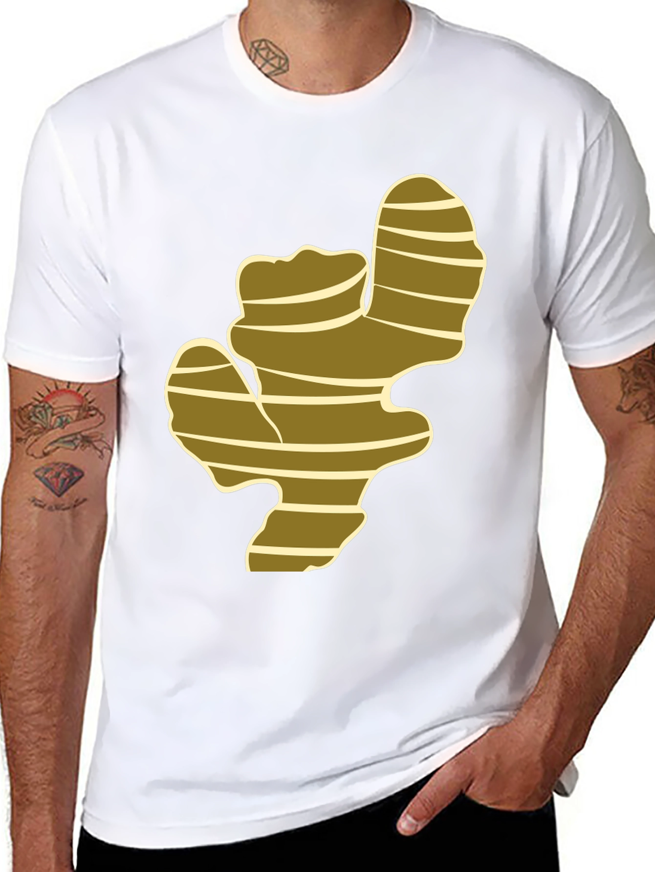 Ginger Root Graphic Print Black T-Shirt
