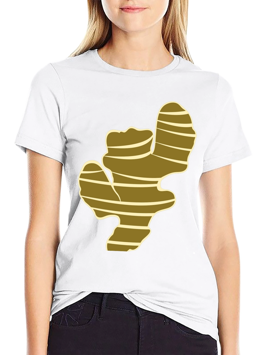 Ginger Root Graphic Print Black T-Shirt
