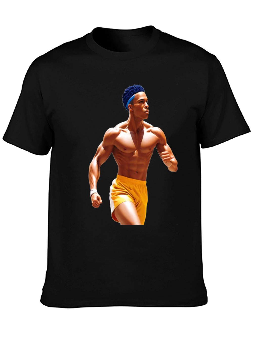 Black T-Shirt with Athlete Graphic