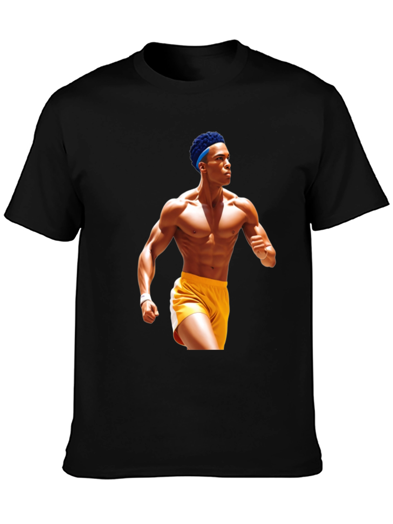 Black T-Shirt with Athlete Graphic