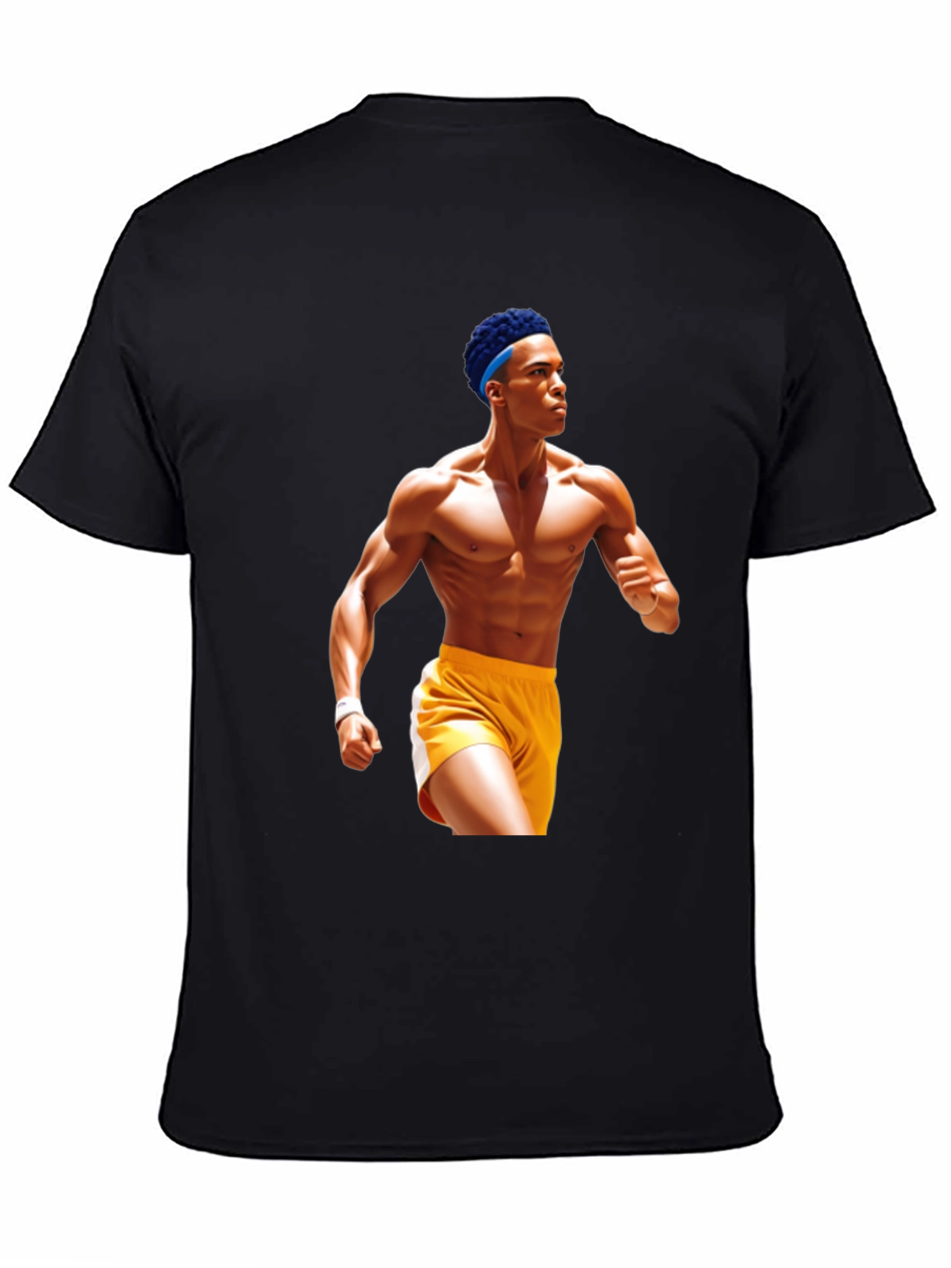 Black T-Shirt with Athlete Graphic
