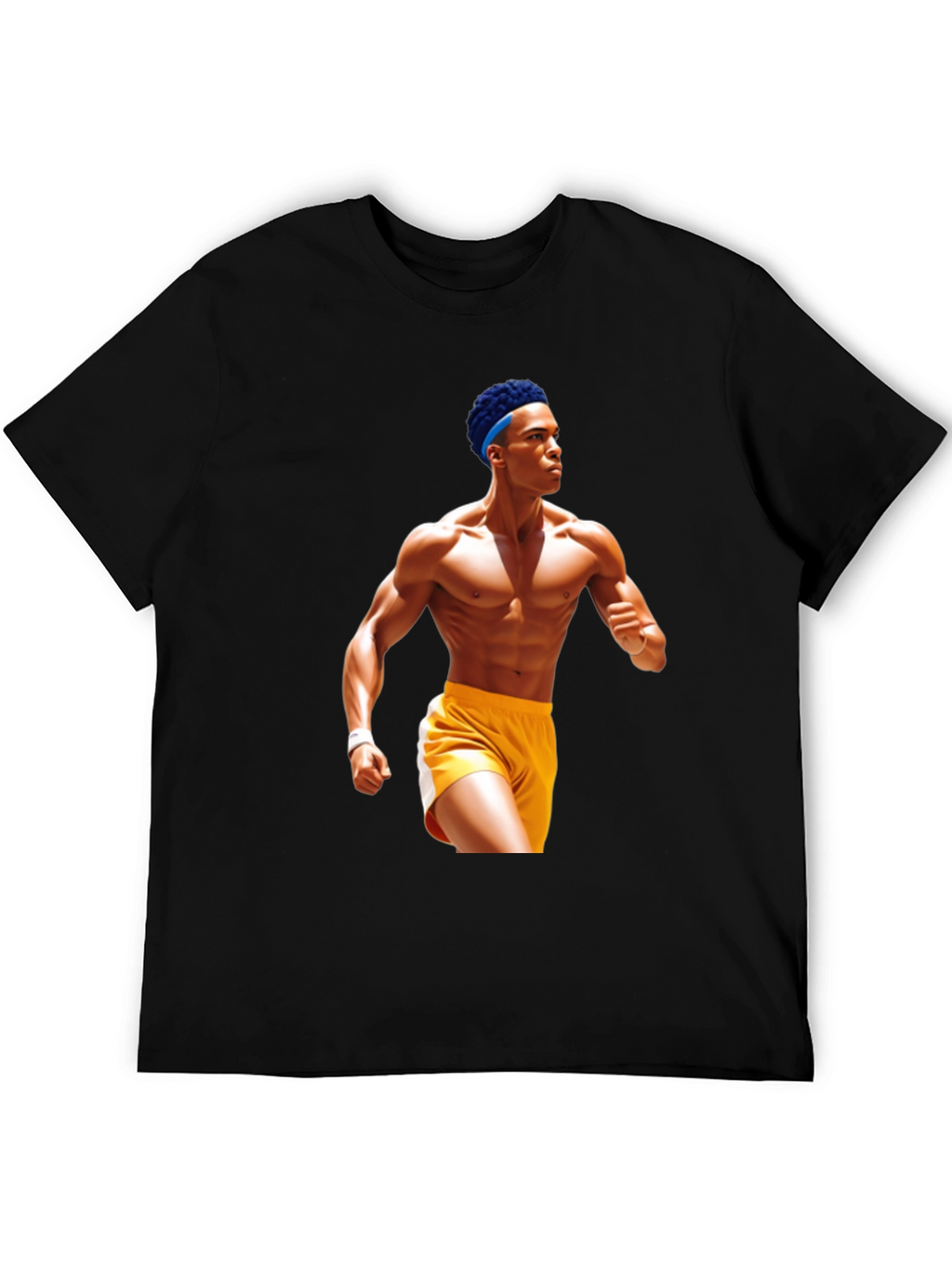 Black T-Shirt with Athlete Graphic