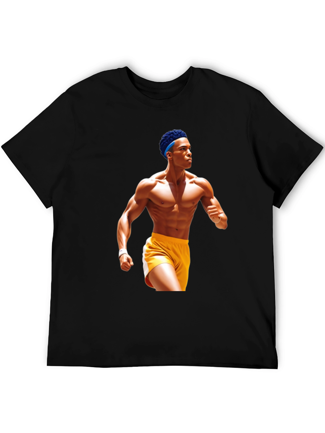Black T-Shirt with Athlete Graphic