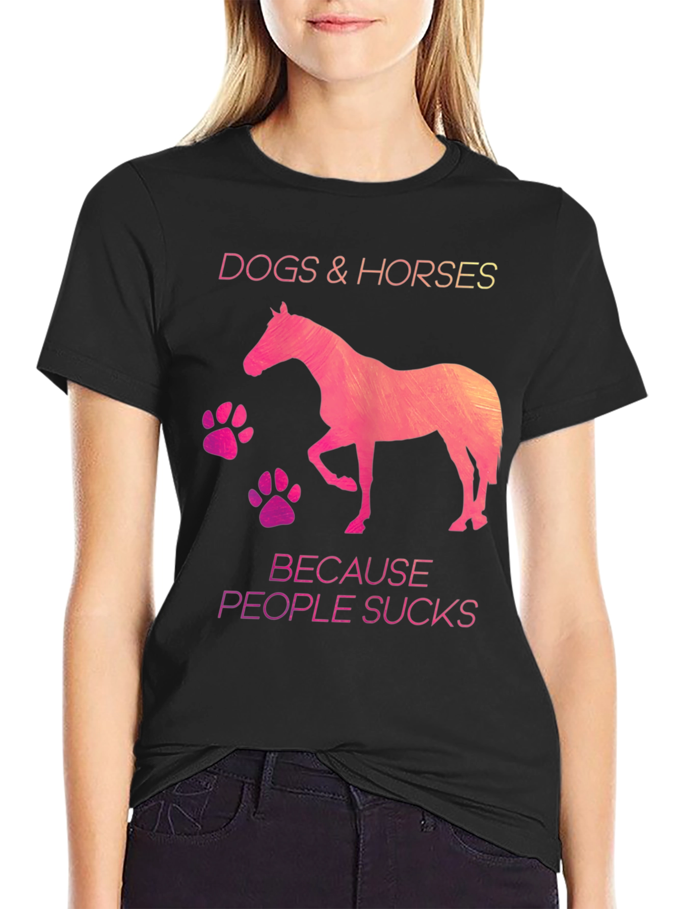 Dogs & Horses Because People Suck T-Shirt