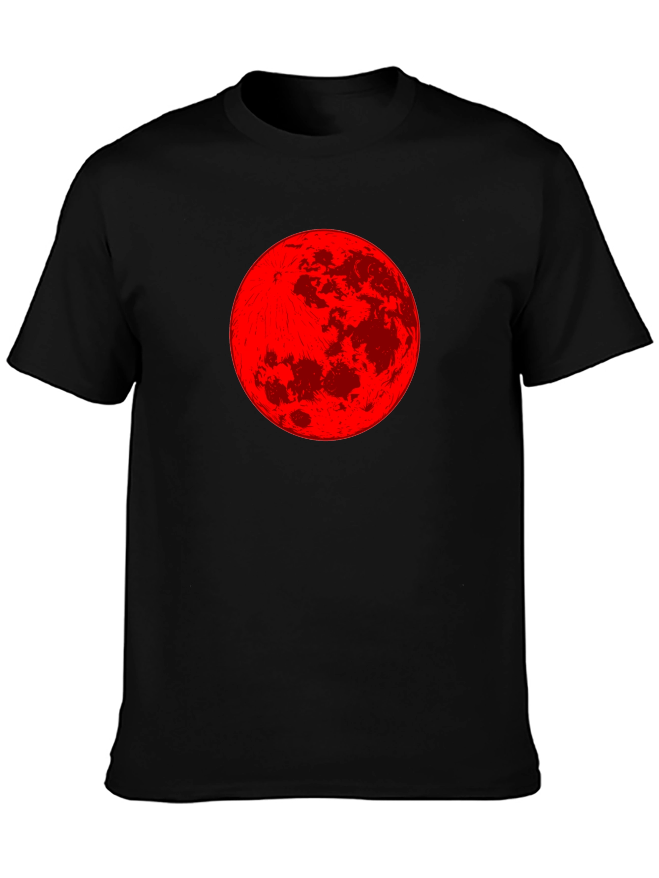 Red Moon Graphic Tee - Stylish Black T-Shirt