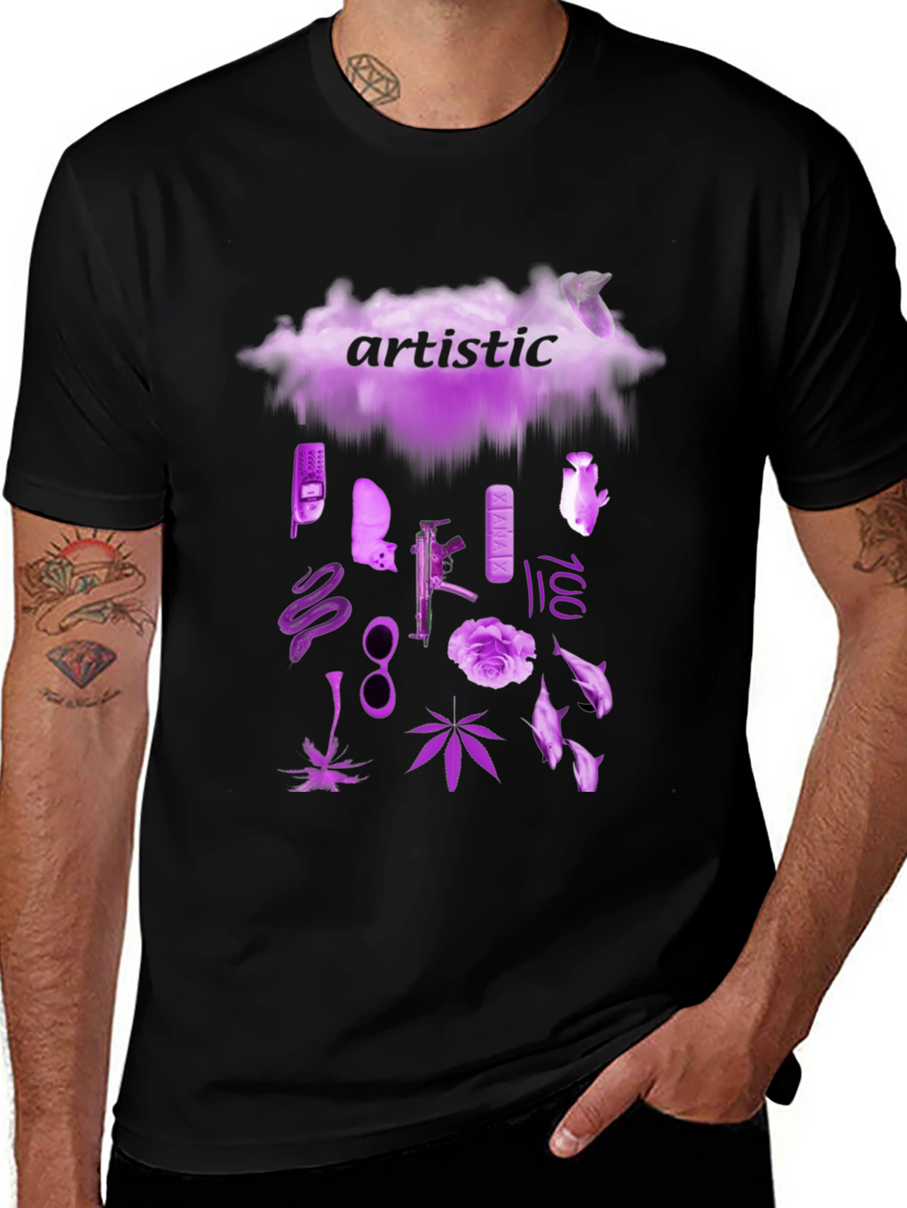 Artistic Graphic Print Crew Neck T-Shirt