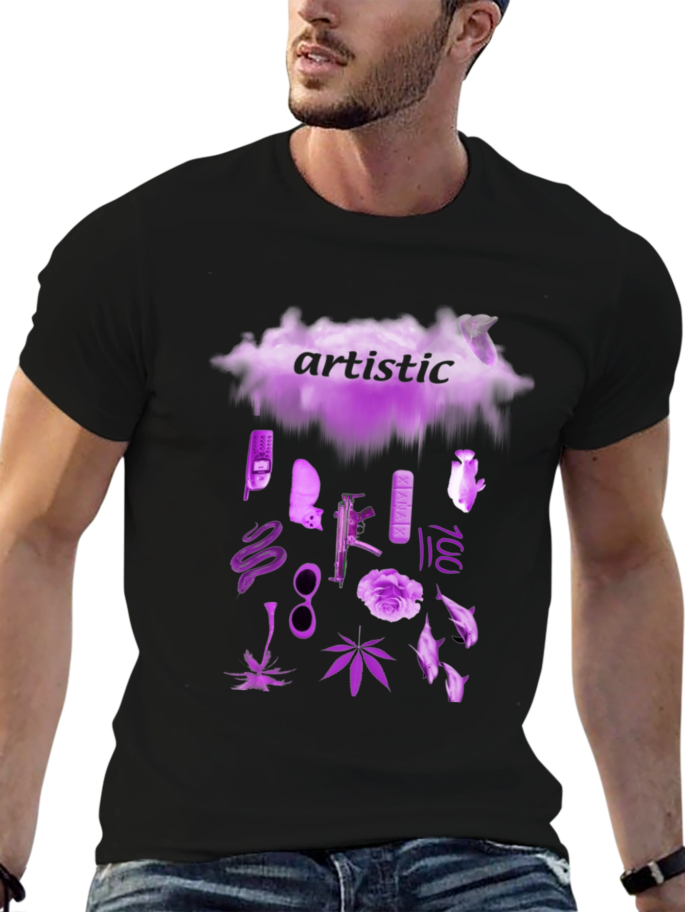 Artistic Graphic Print Crew Neck T-Shirt