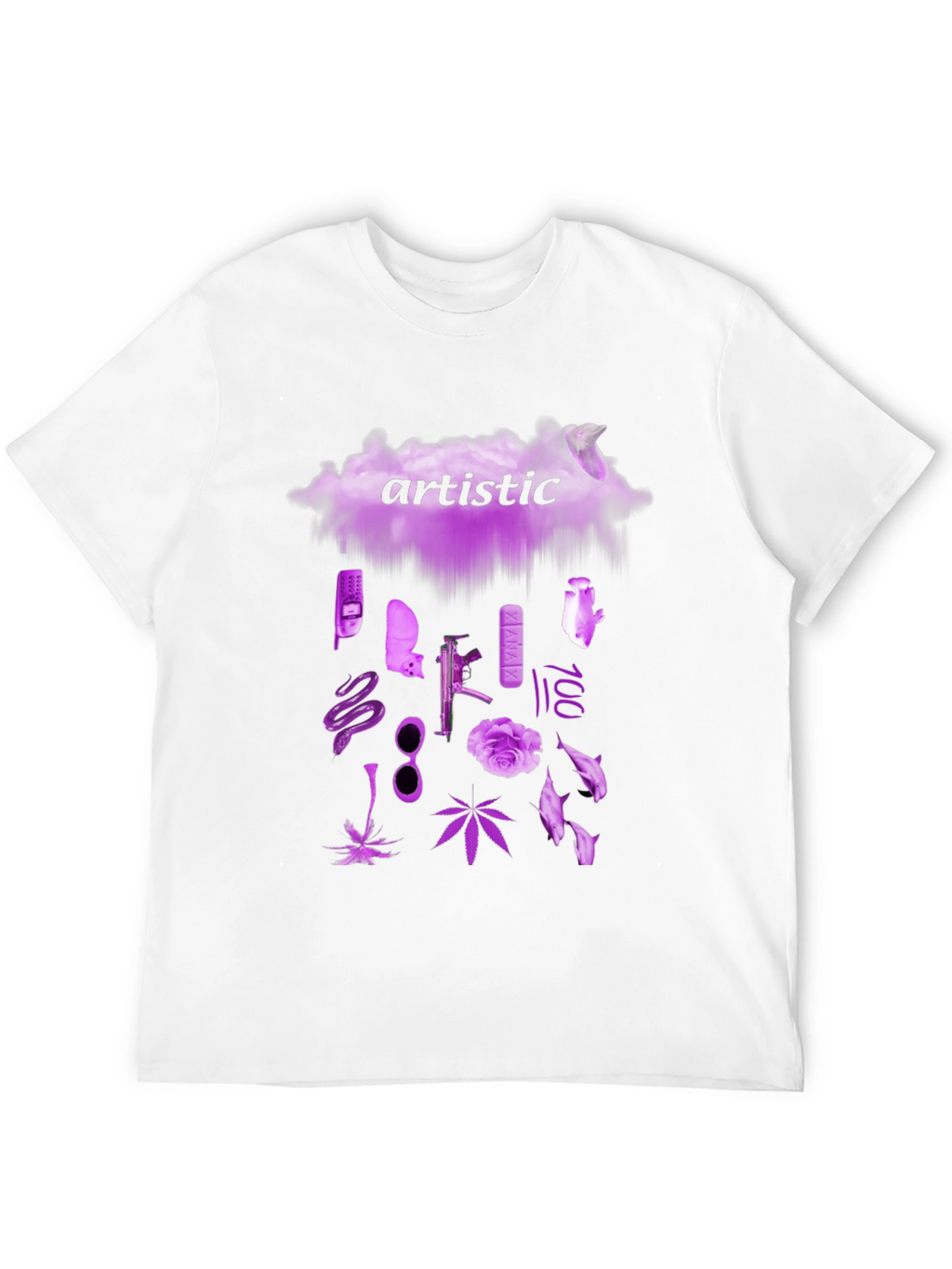 Artistic Graphic Print Crew Neck T-Shirt