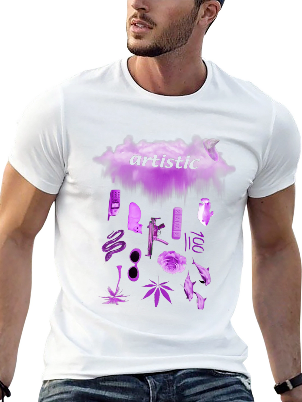 Artistic Graphic Print Crew Neck T-Shirt