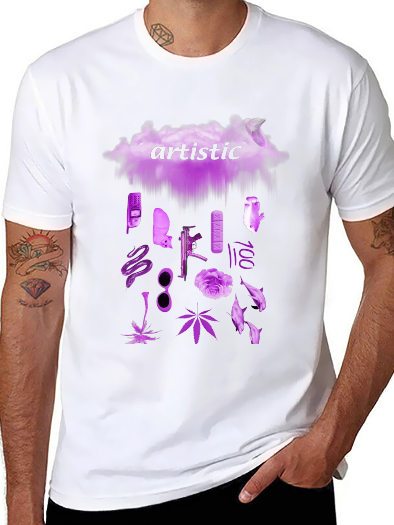 Artistic Graphic Print Crew Neck T-Shirt