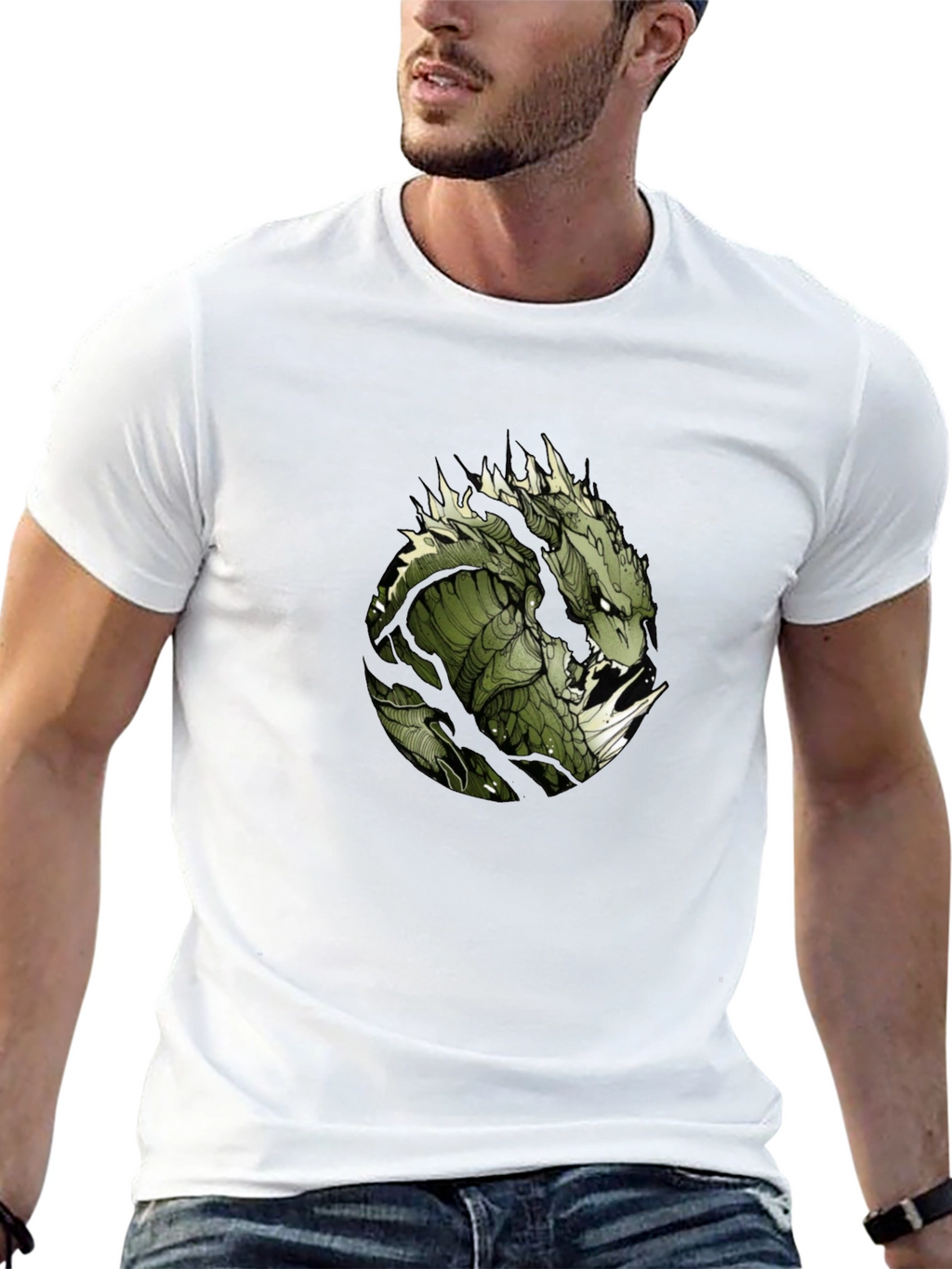Green Dragon Graphic T-Shirt - Mens Black Tee