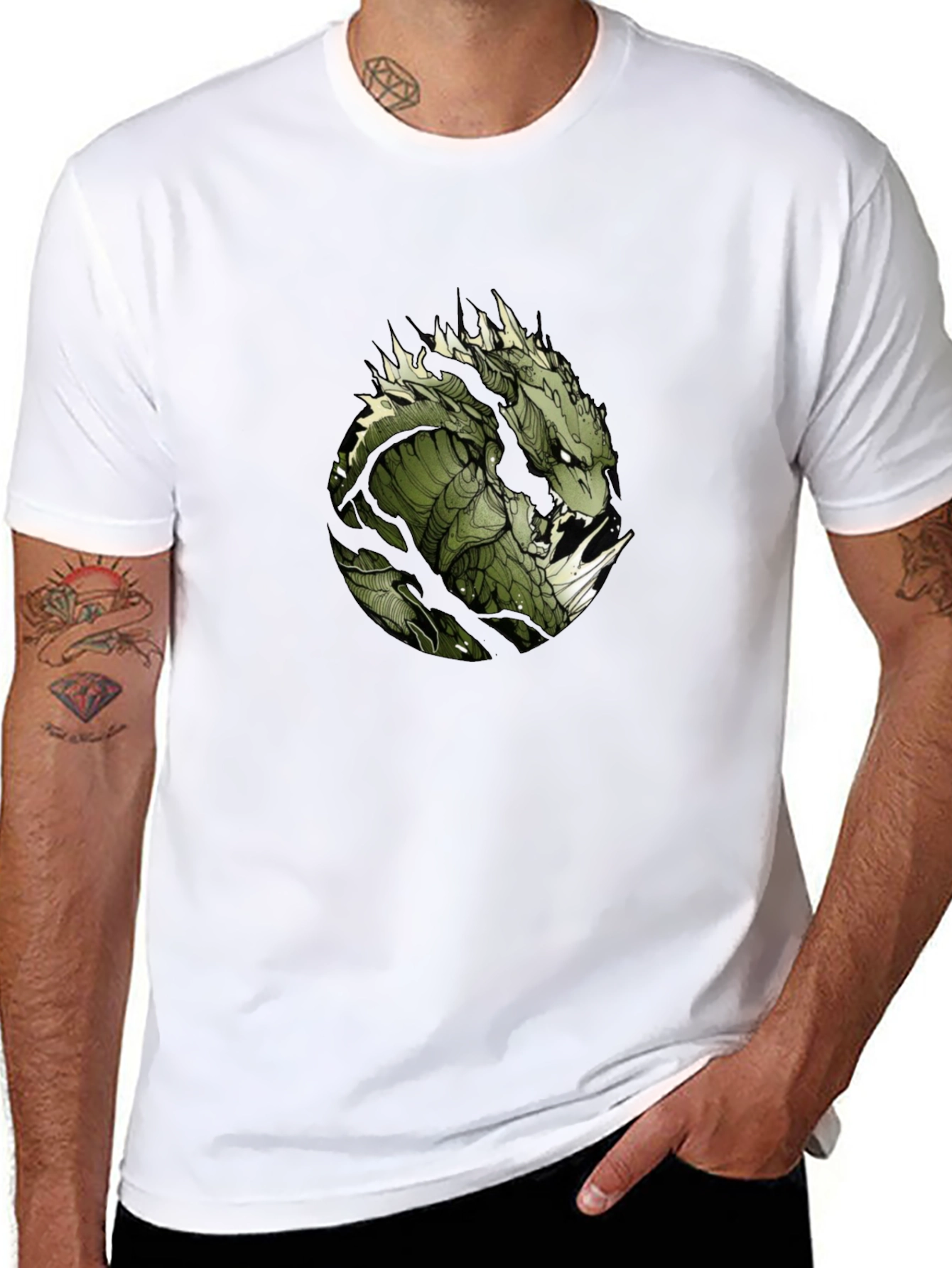 Green Dragon Graphic T-Shirt - Mens Black Tee