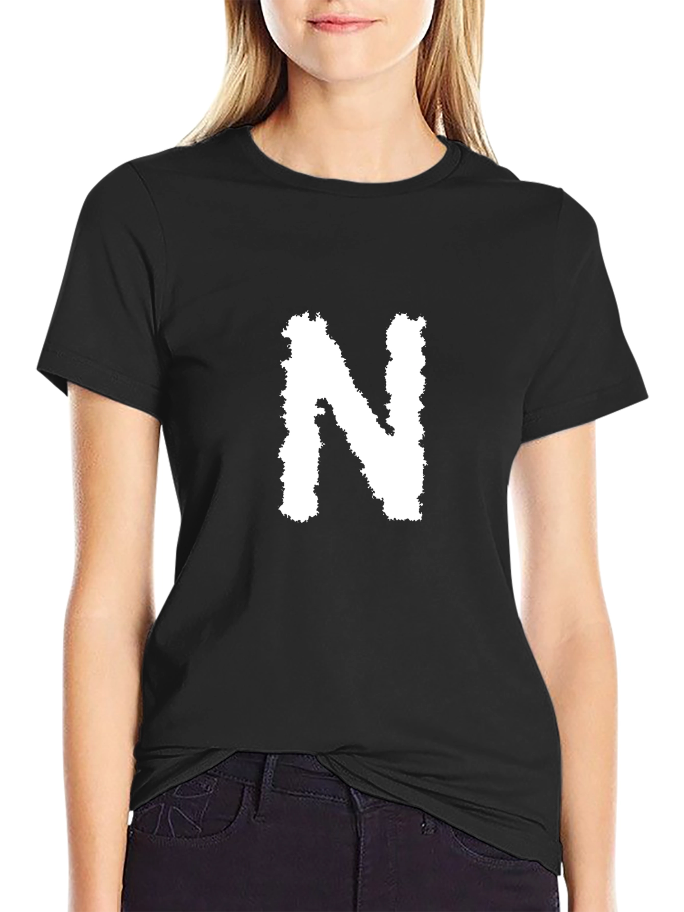 Black T-Shirt with White N