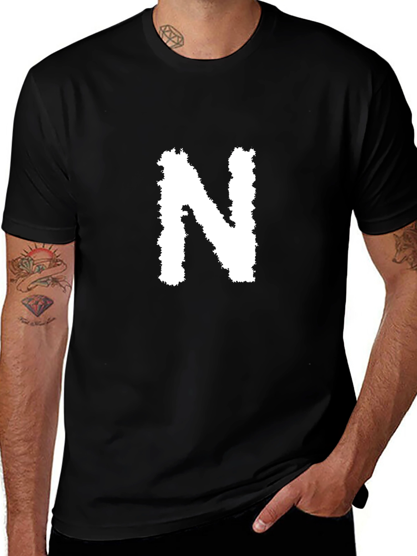 Black T-Shirt with White N