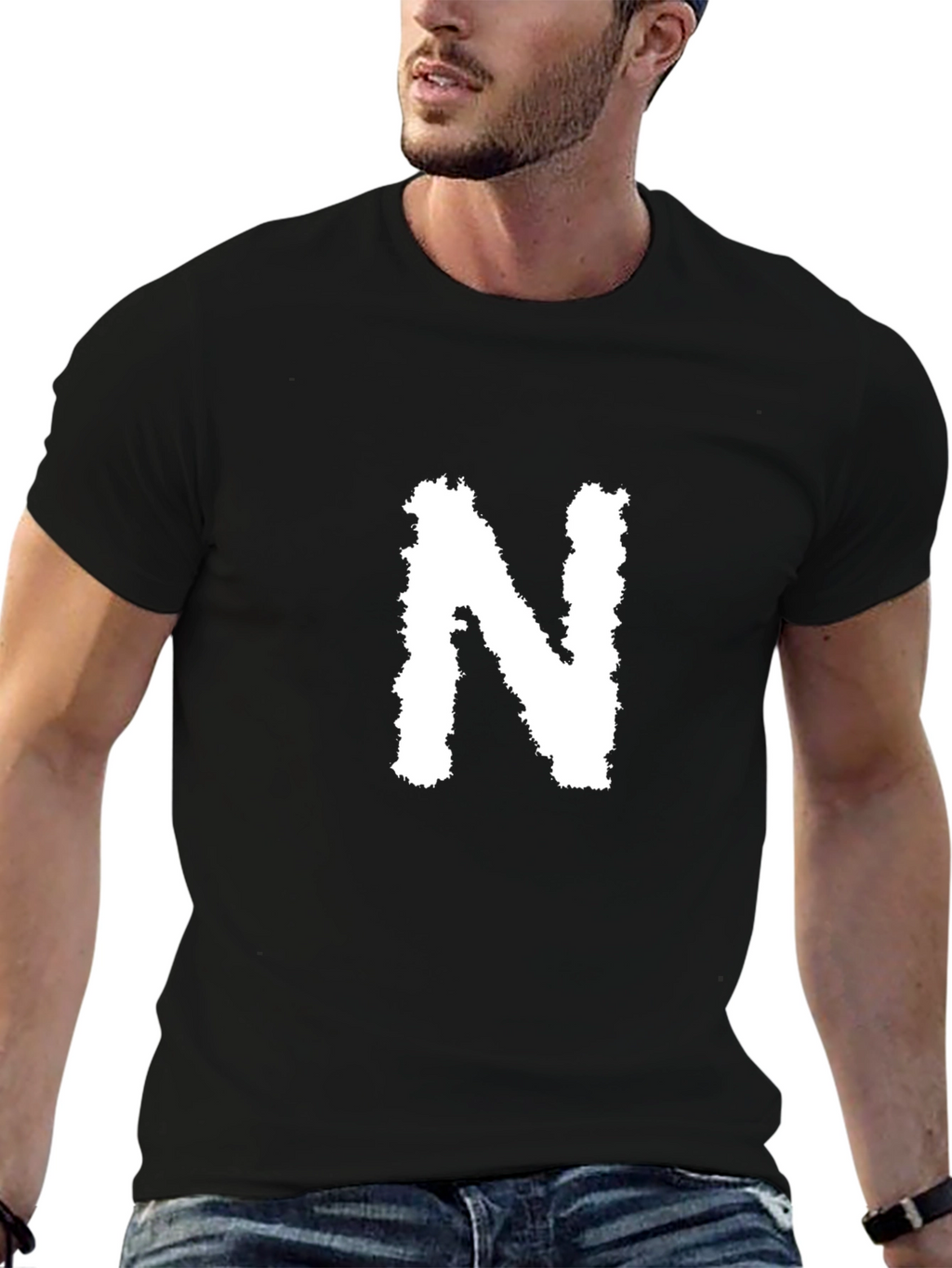 Black T-Shirt with White N
