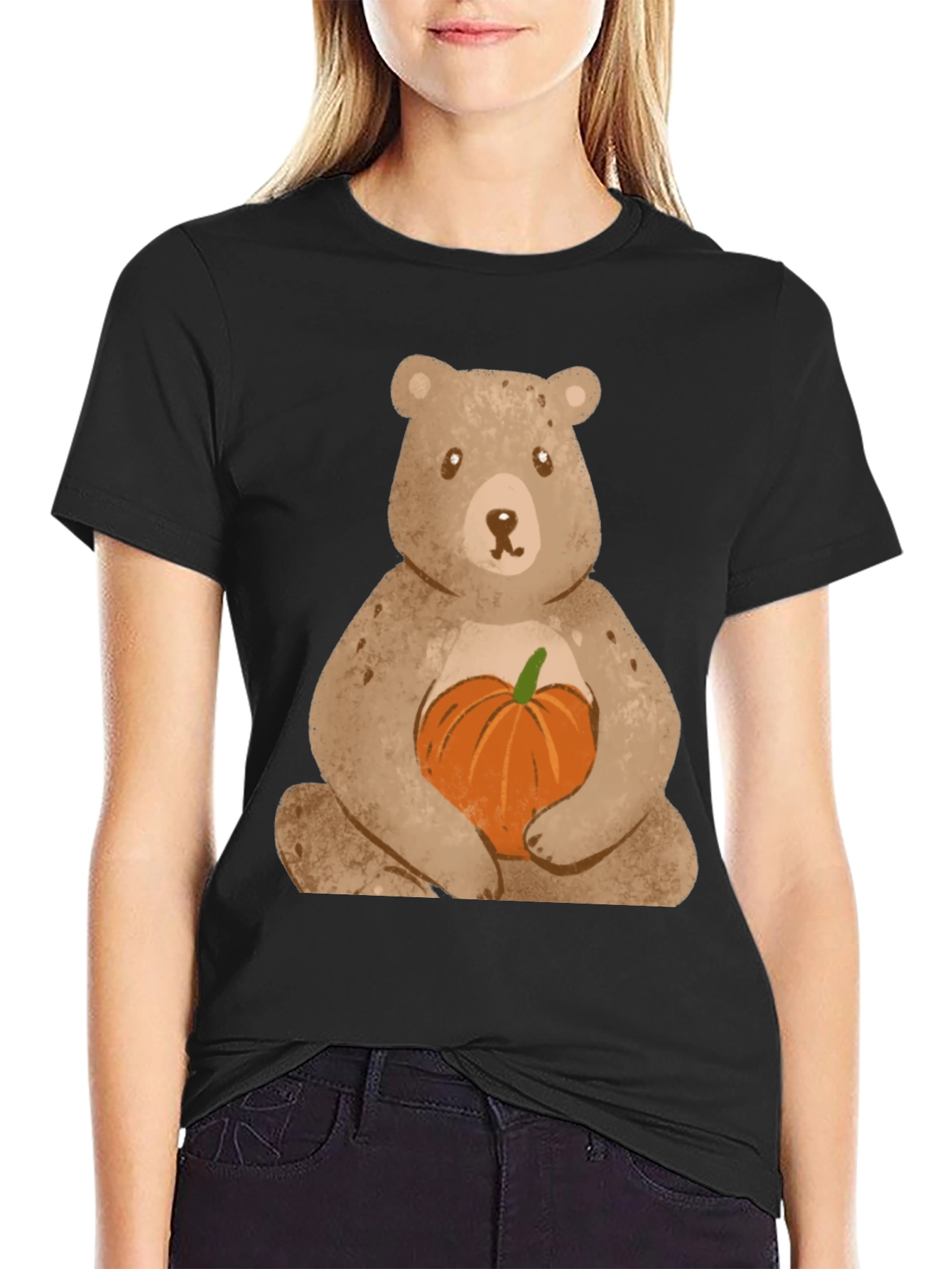 Bear Hugging Pumpkin T-Shirt - Cute Fall Apparel